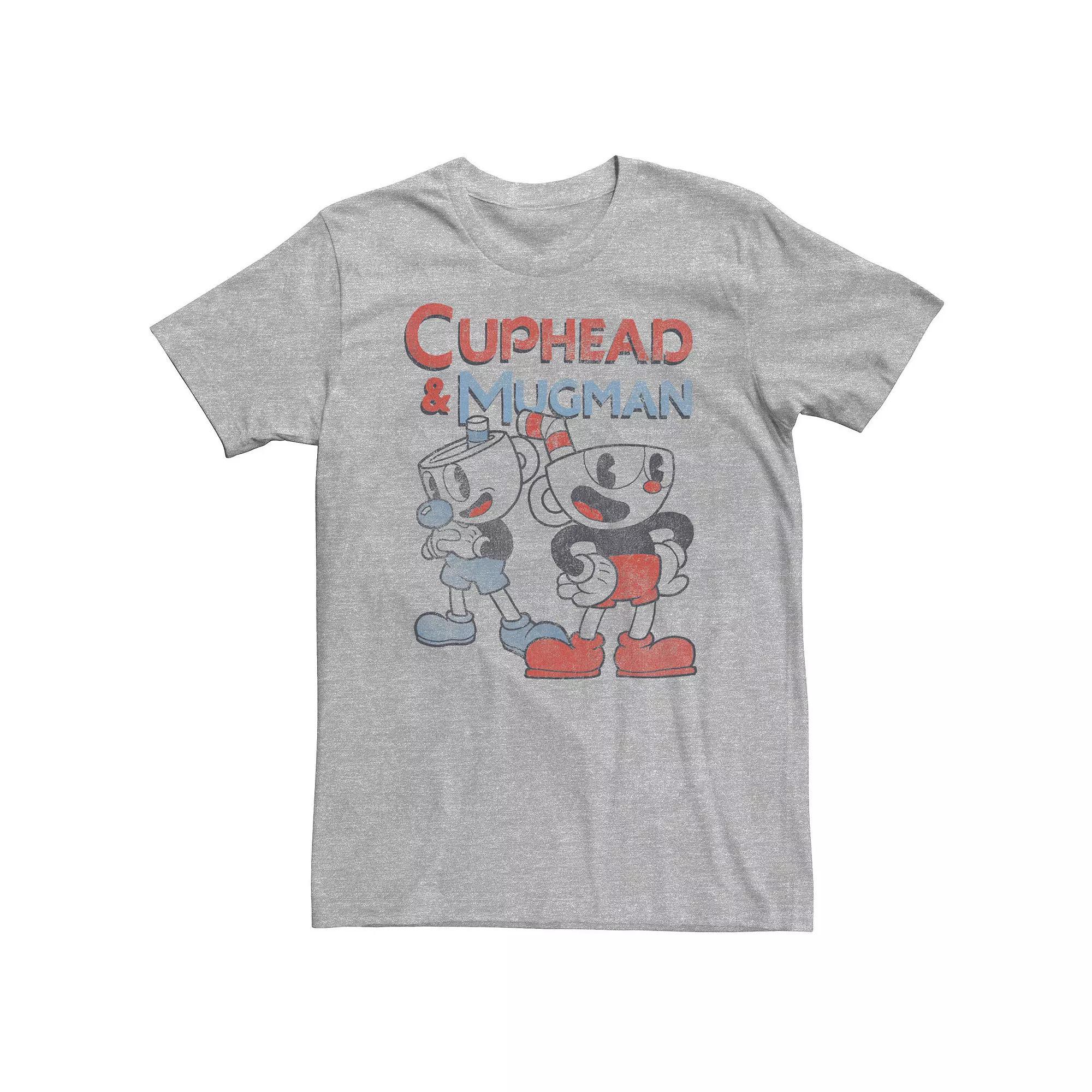 Big & Tall Cuphead And Mugman Dynamic Duo Vintage Tee, Men's, Size: XXL Tall, Athletic Grey Product Image