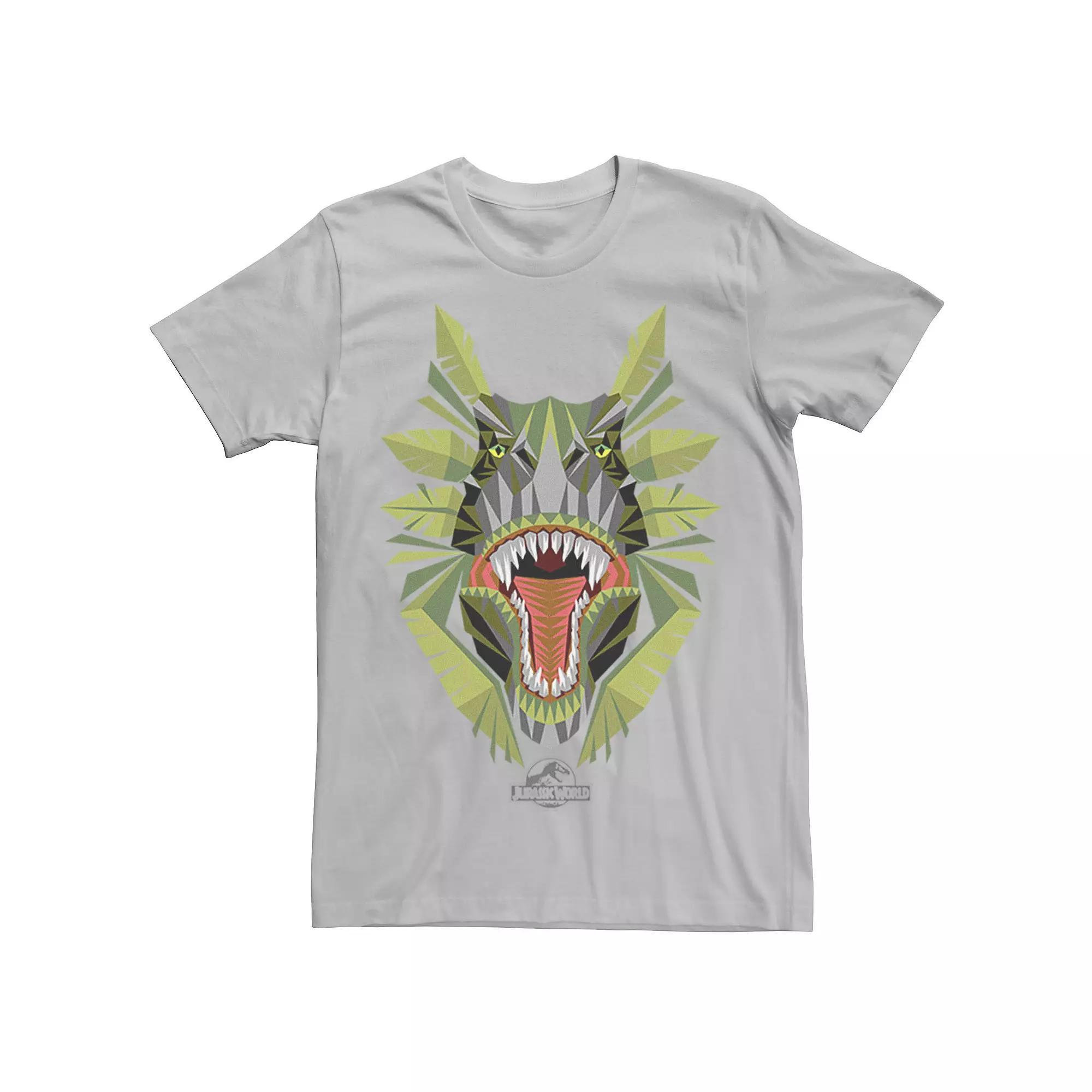 Mens Jurassic World Tikisaur Leaf Face Roar Graphic Tee Navy Grey Product Image