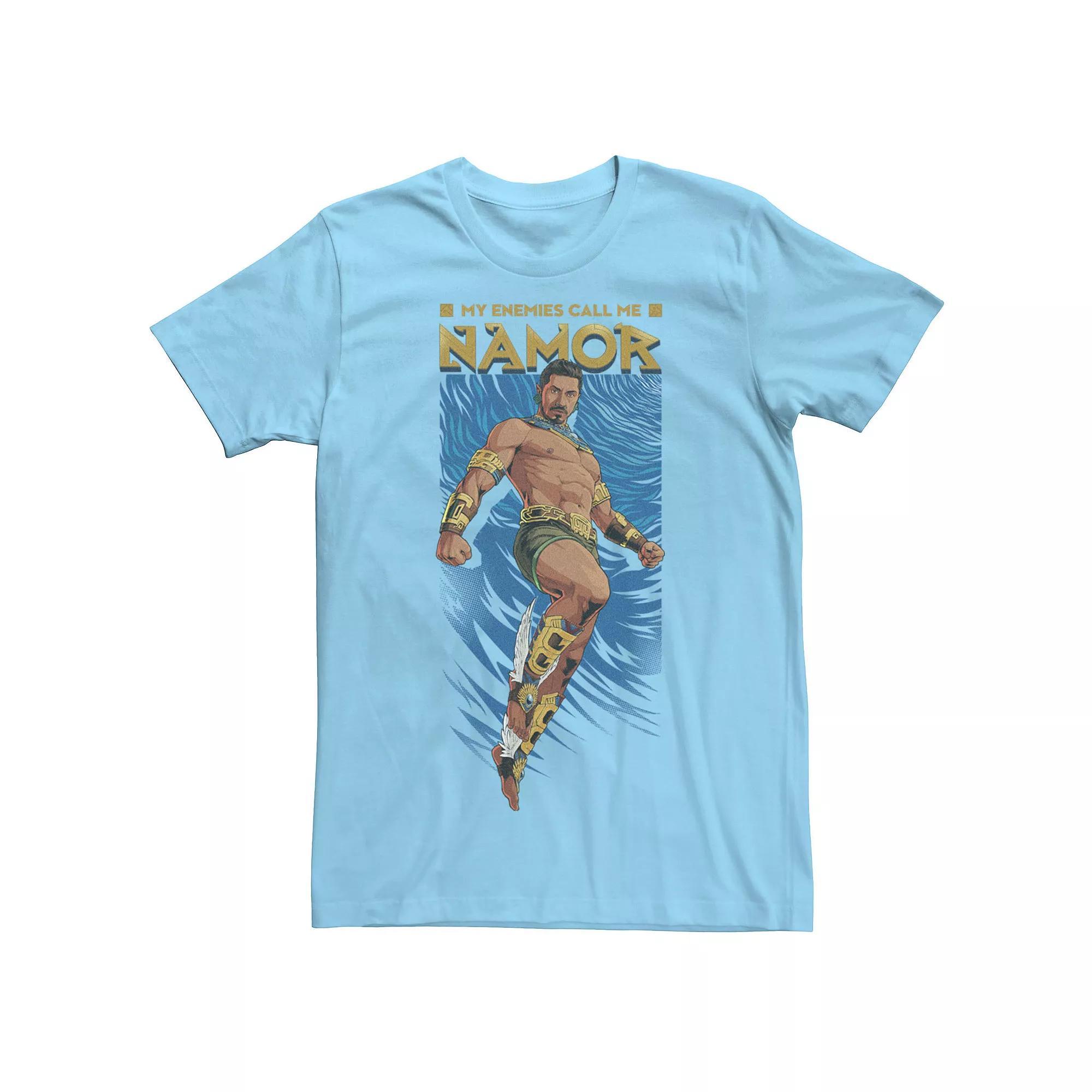 Men's Marvel Wakanda Forever My Enemies Call Me Namor Animated Portrait Tee, Size: Small, Light Blue Product Image
