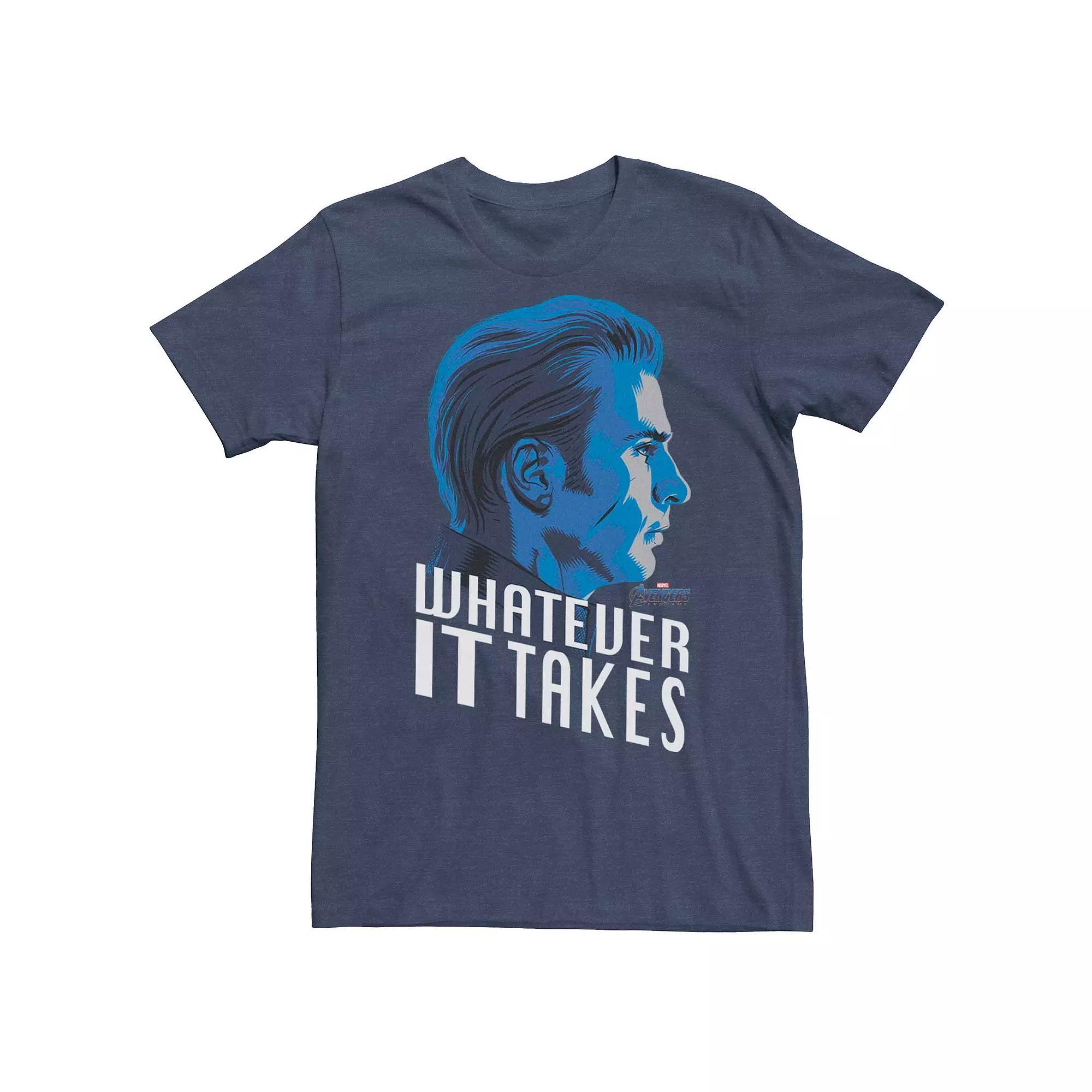 Mens Marvel Avengers Endgame Captain America What Ever It Takes Tee Navy Grey Product Image