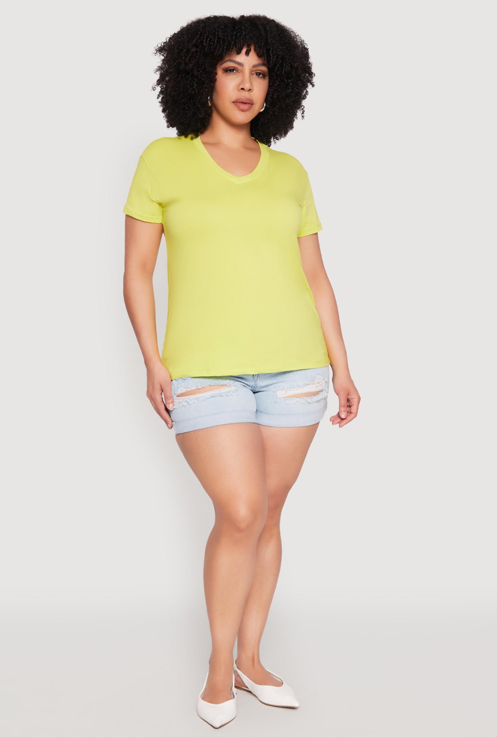 Womens Plus Size V Neck Short Sleeve Top Product Image