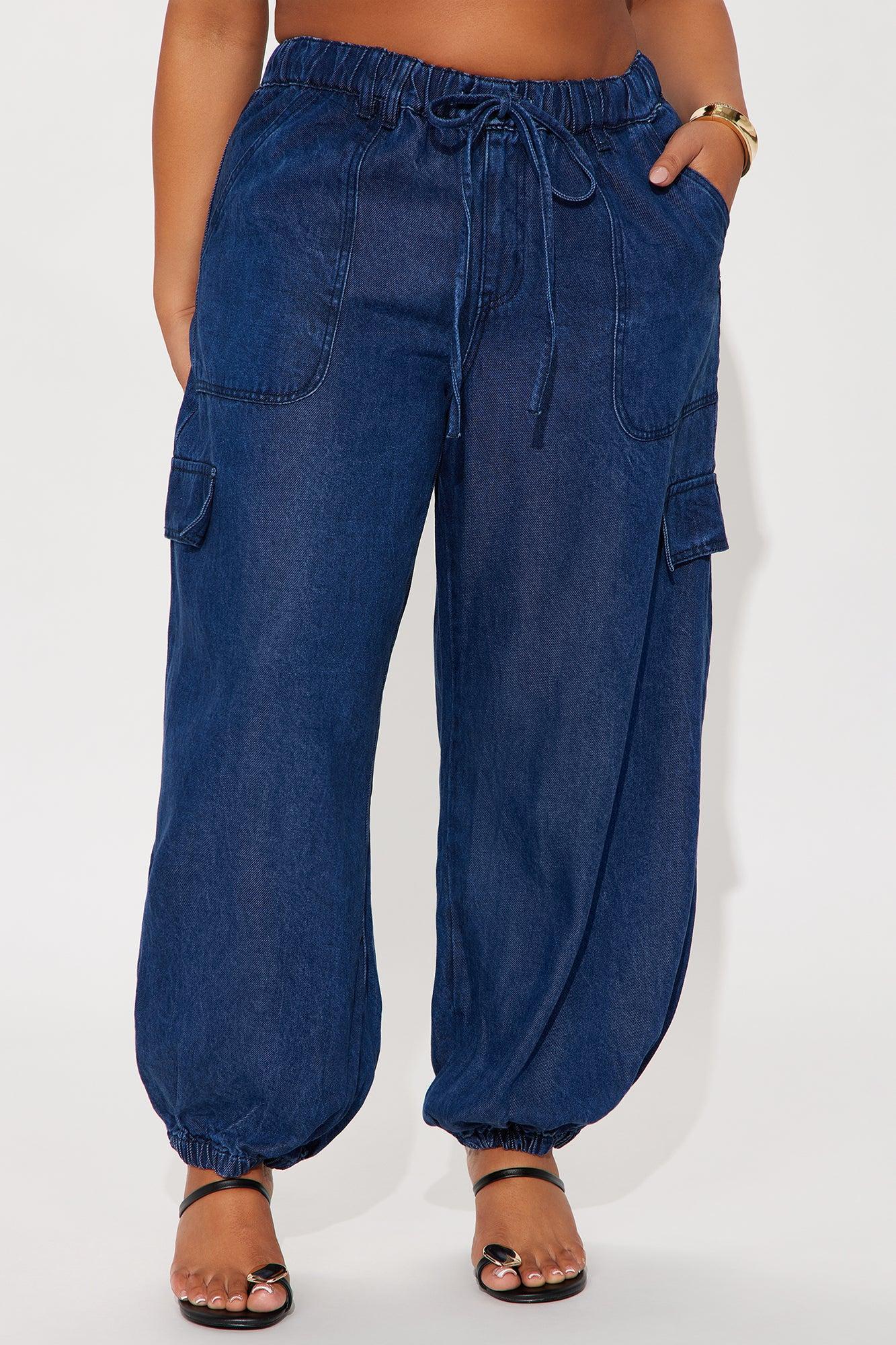 In The Loop Drapey Jogger Jeans - Dark Wash Female Product Image