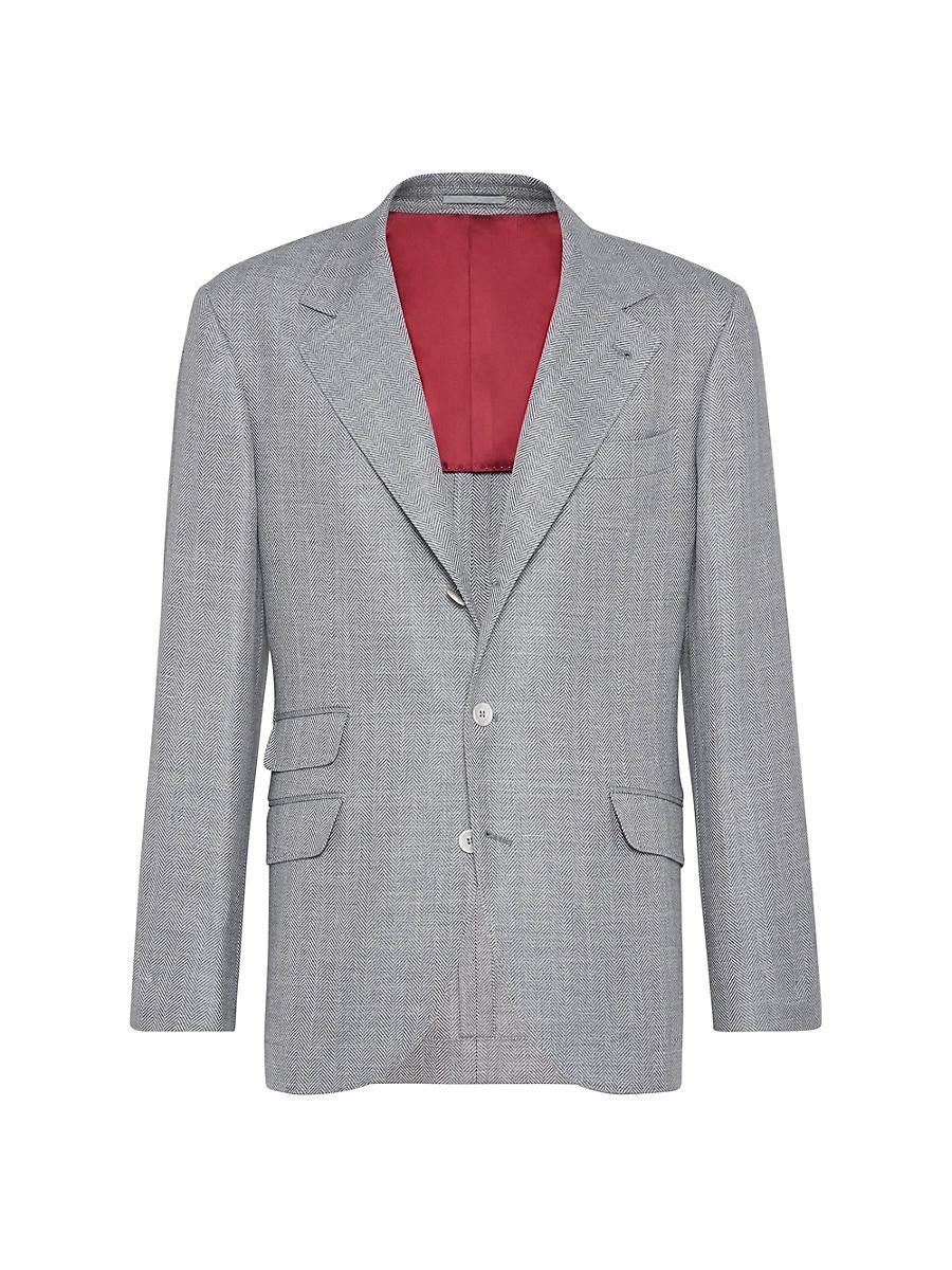 Mens Comfort Wool, Silk and Linen Chevron Deconstructed Cavallo Blazer Product Image