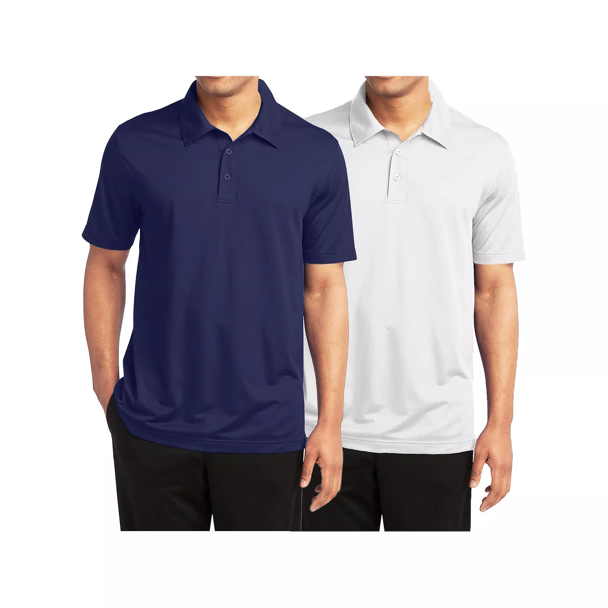 Men's Galaxy By Harvic 2-Pack Moisture-Wicking Polos, Size: XXL, Navy White Product Image