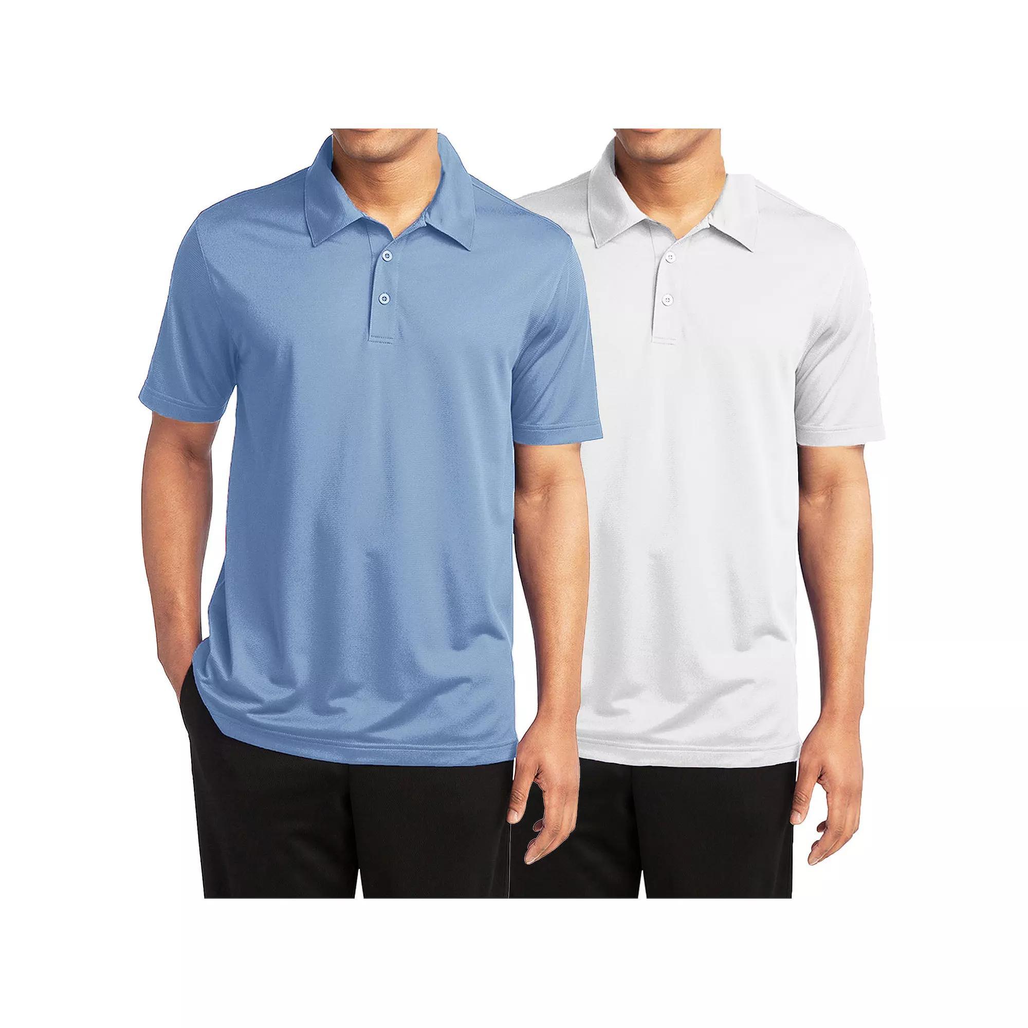 Men's Galaxy By Harvic 2-Pack Moisture-Wicking Polos, Size: XXL, Light Blue White Product Image
