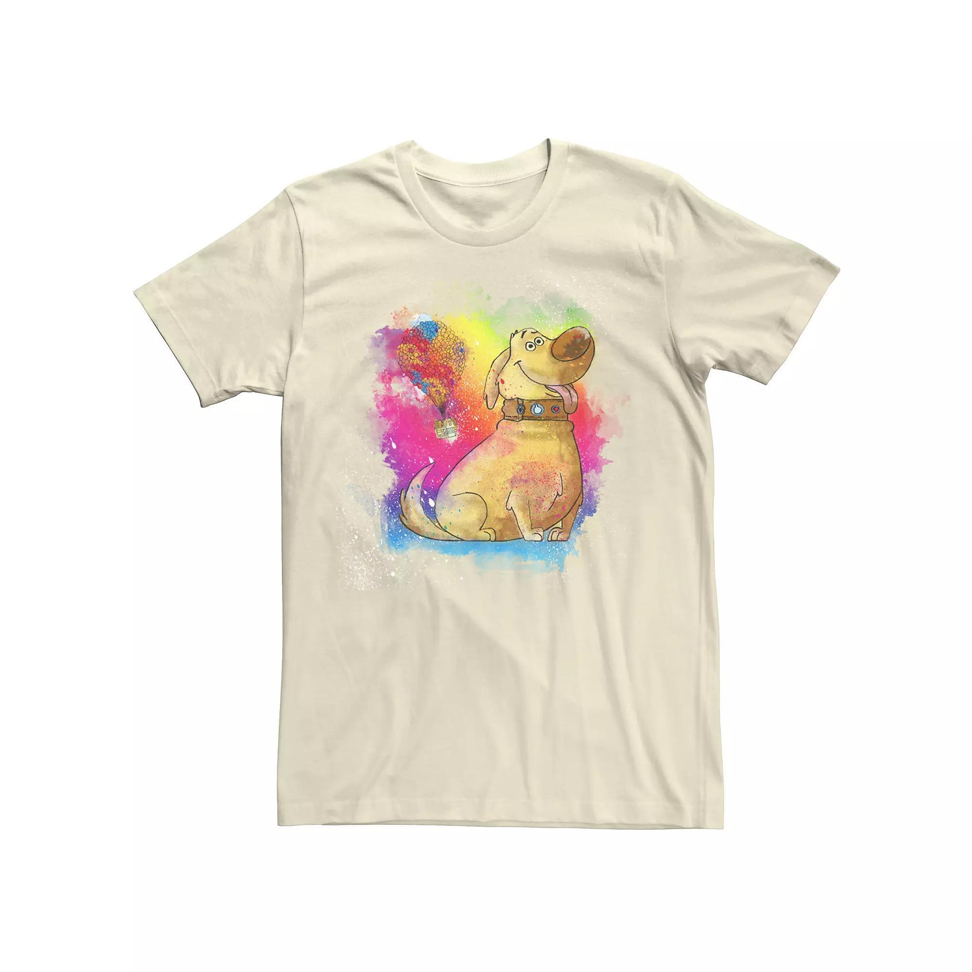 Disney / Pixar's Up Dug Men's Watercolor Rainbow Tee, Size: Medium, Natural Product Image