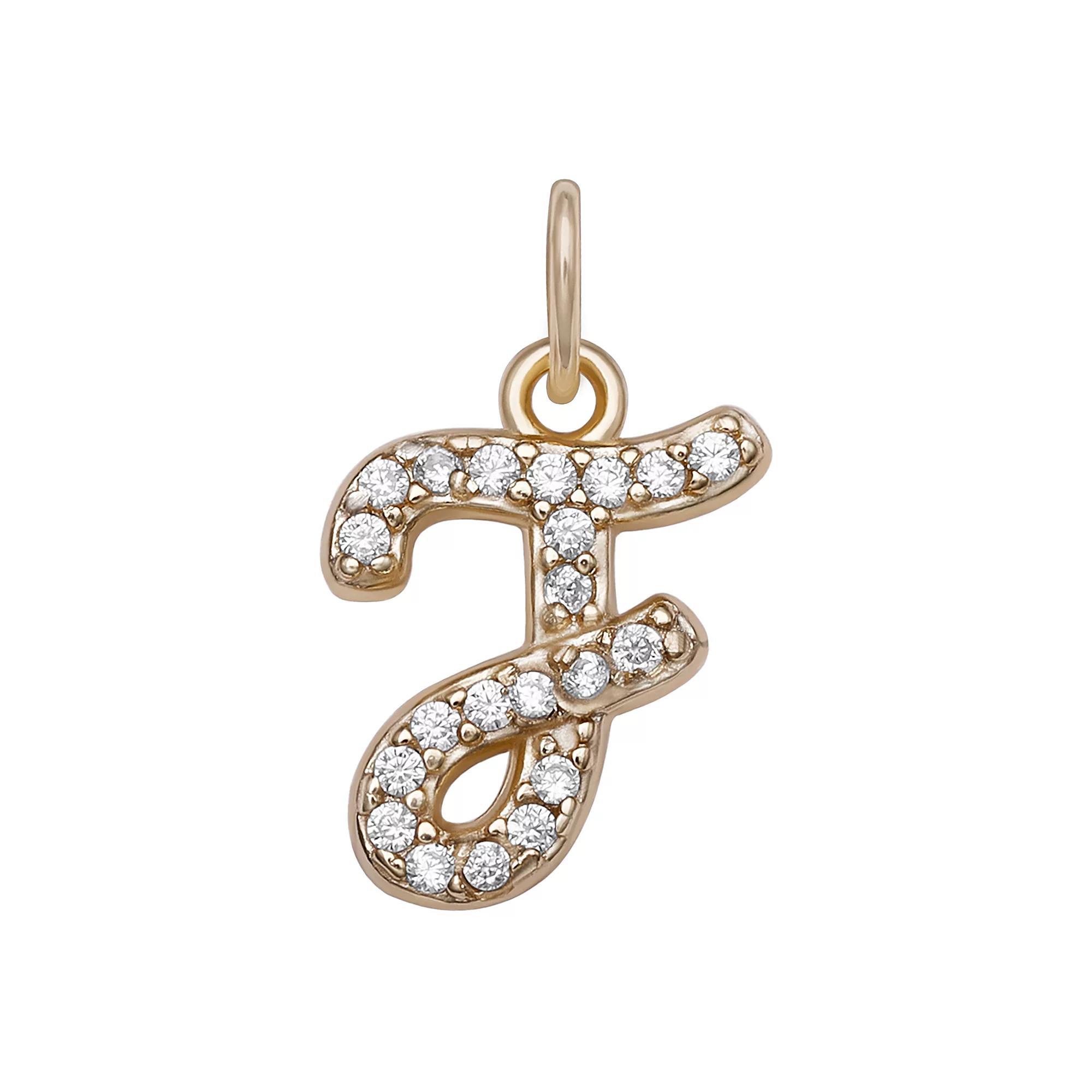 LC Lauren Conrad Sterling Silver Cubic Zirconia Initial Charm, Womens, Gold Tone O Product Image