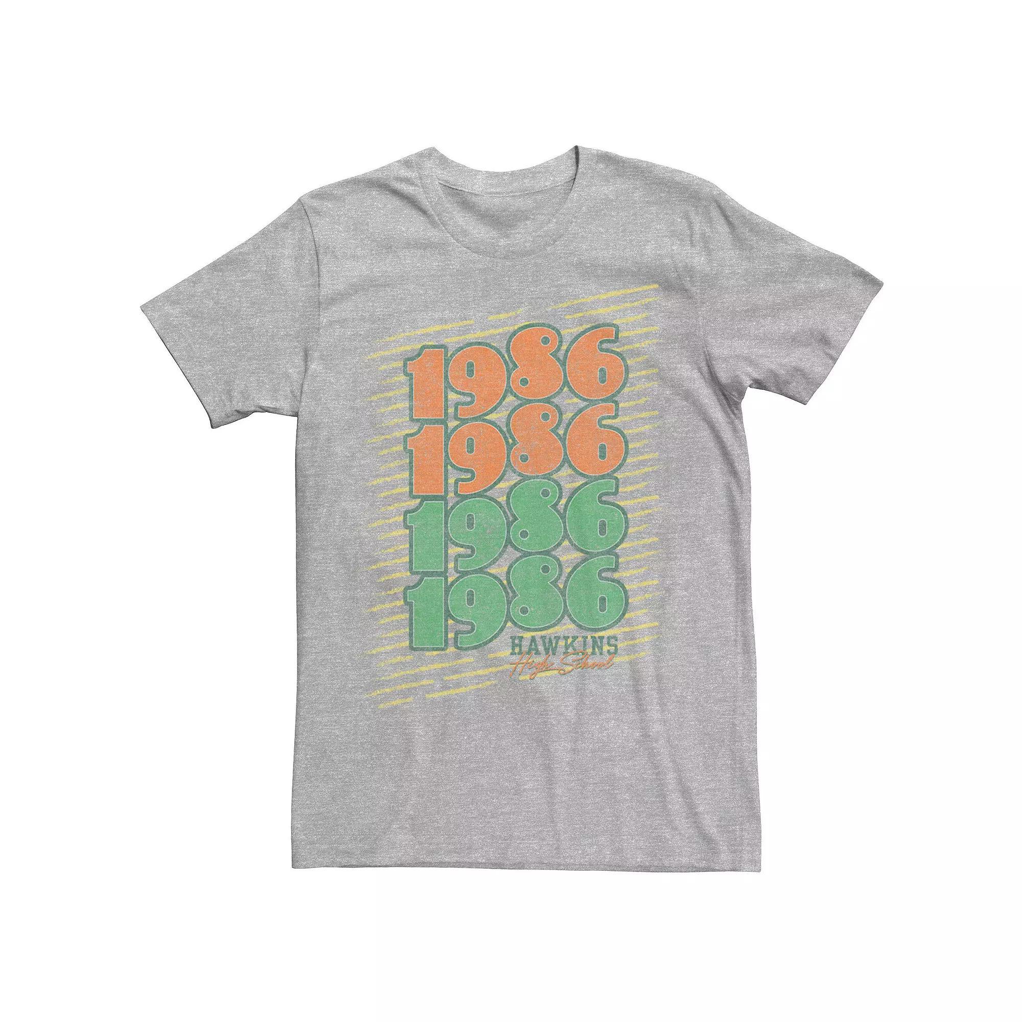 Men's Netflix Stranger Things Hawkins High School 1986 Tee, Size: Medium, Athletic Grey Product Image