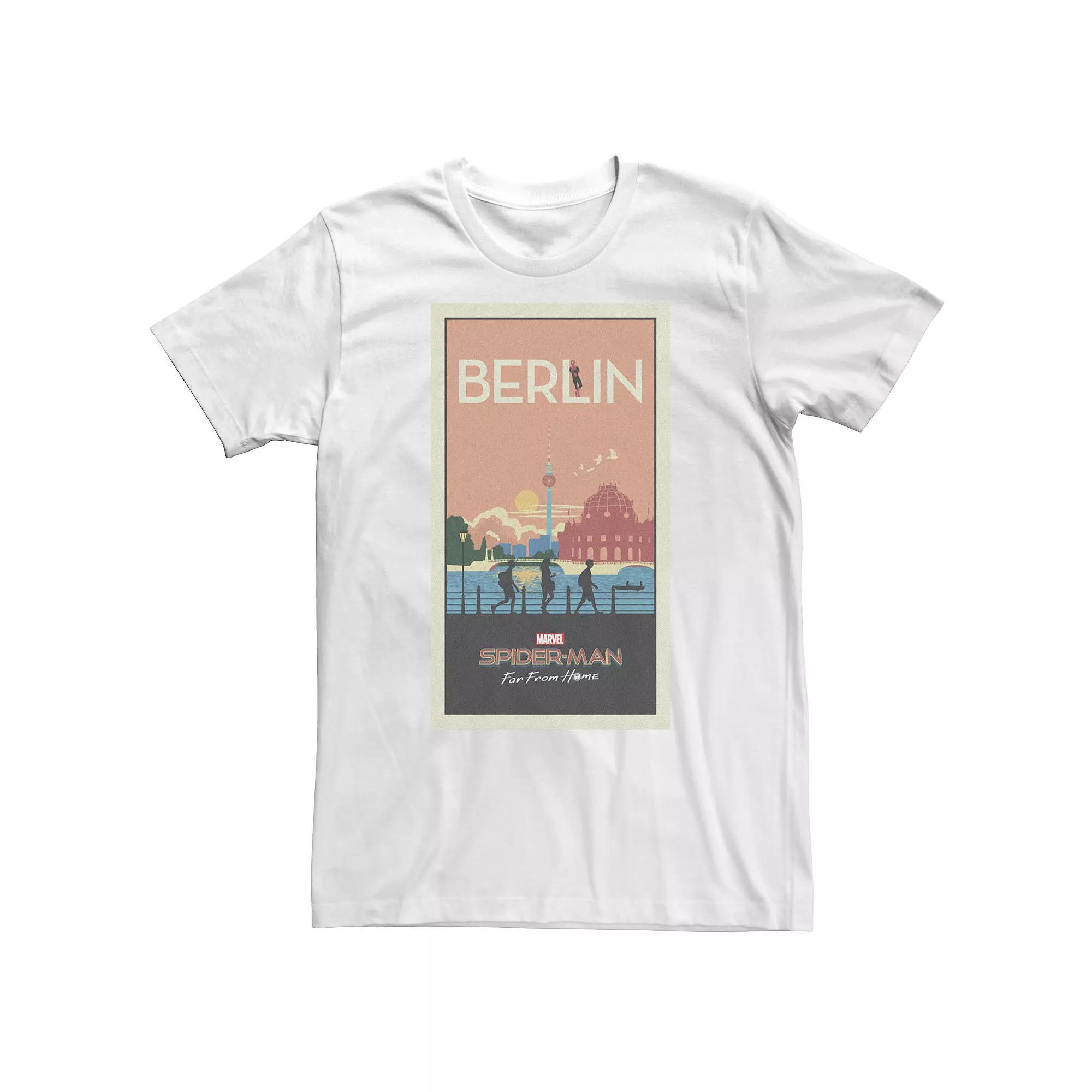 Big & Tall Marvel Spider-Man Far From Home Berlin Abstract Movie Poster Tee, Men's, Size: XL Tall, White Product Image