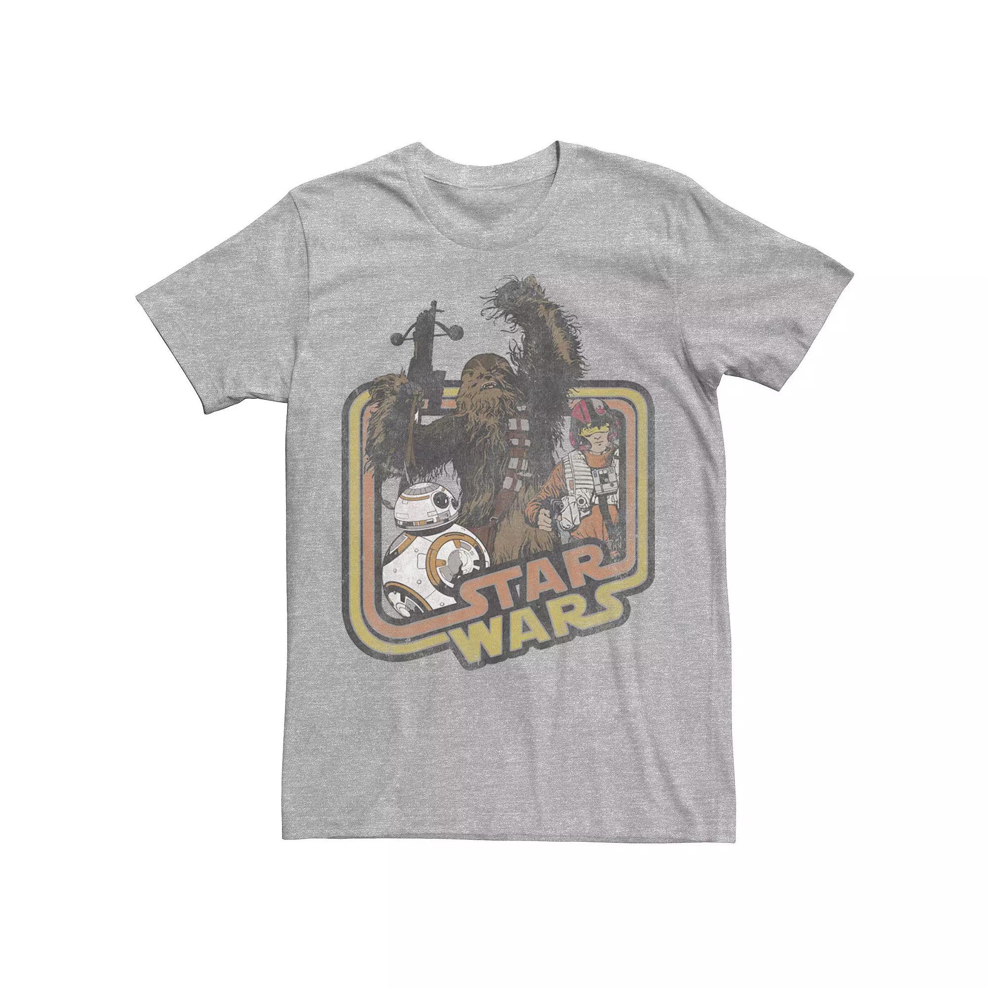 Men's Star Wars Chewbacca And BB-8 Tee, Size: XXL, Athletic Grey Product Image