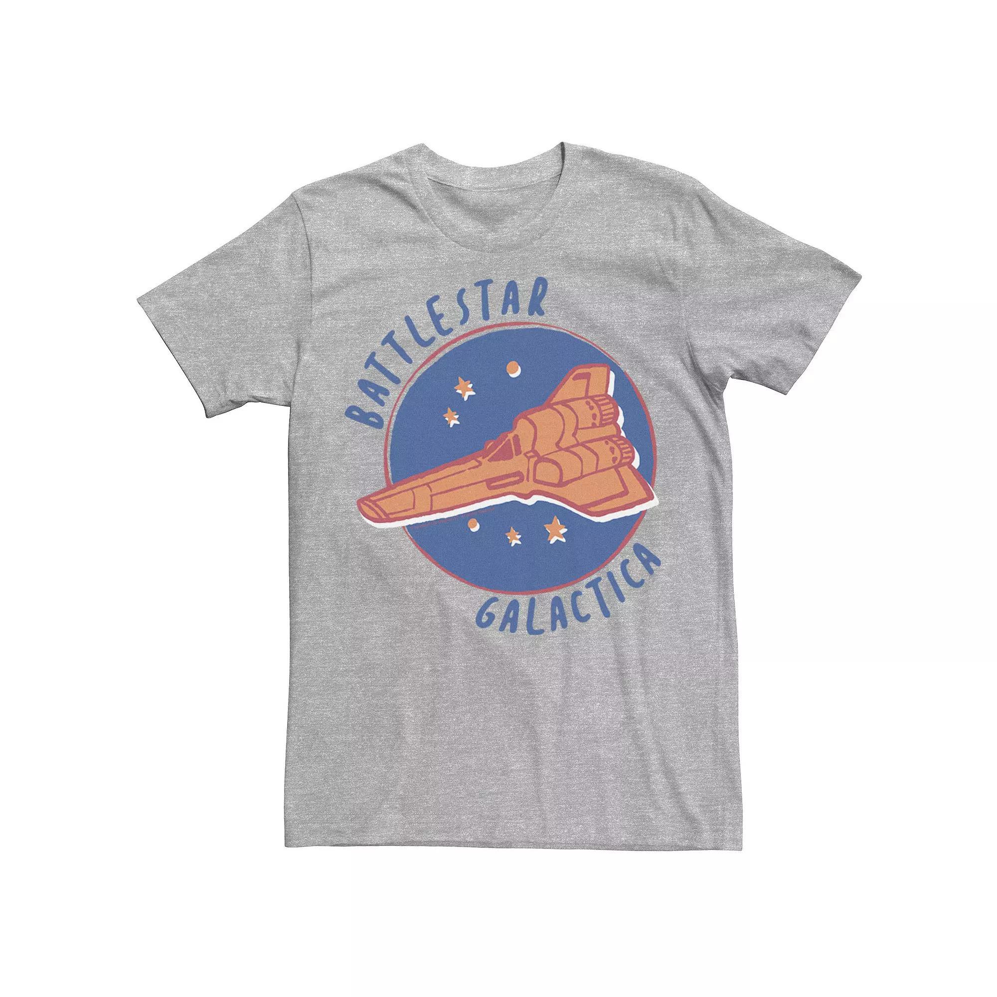 Men's Battlestar Galactica Cartoon Patch Tee, Size: Large, Athletic Grey Product Image