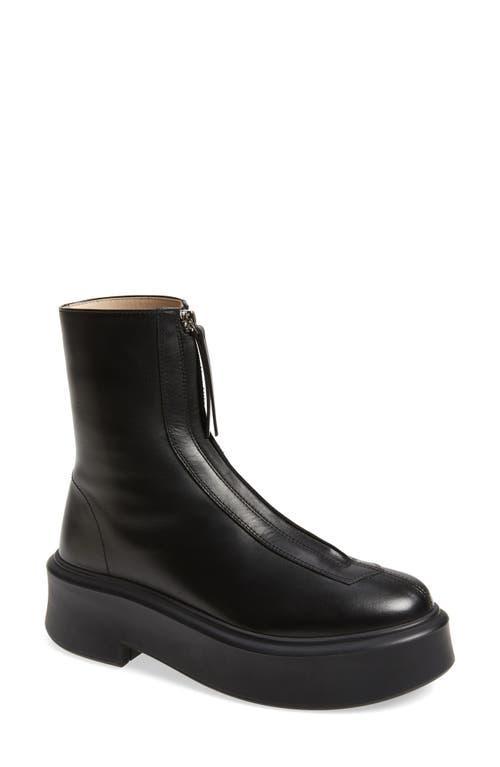 Womens Zippered Platform Leather Combat Boots Product Image