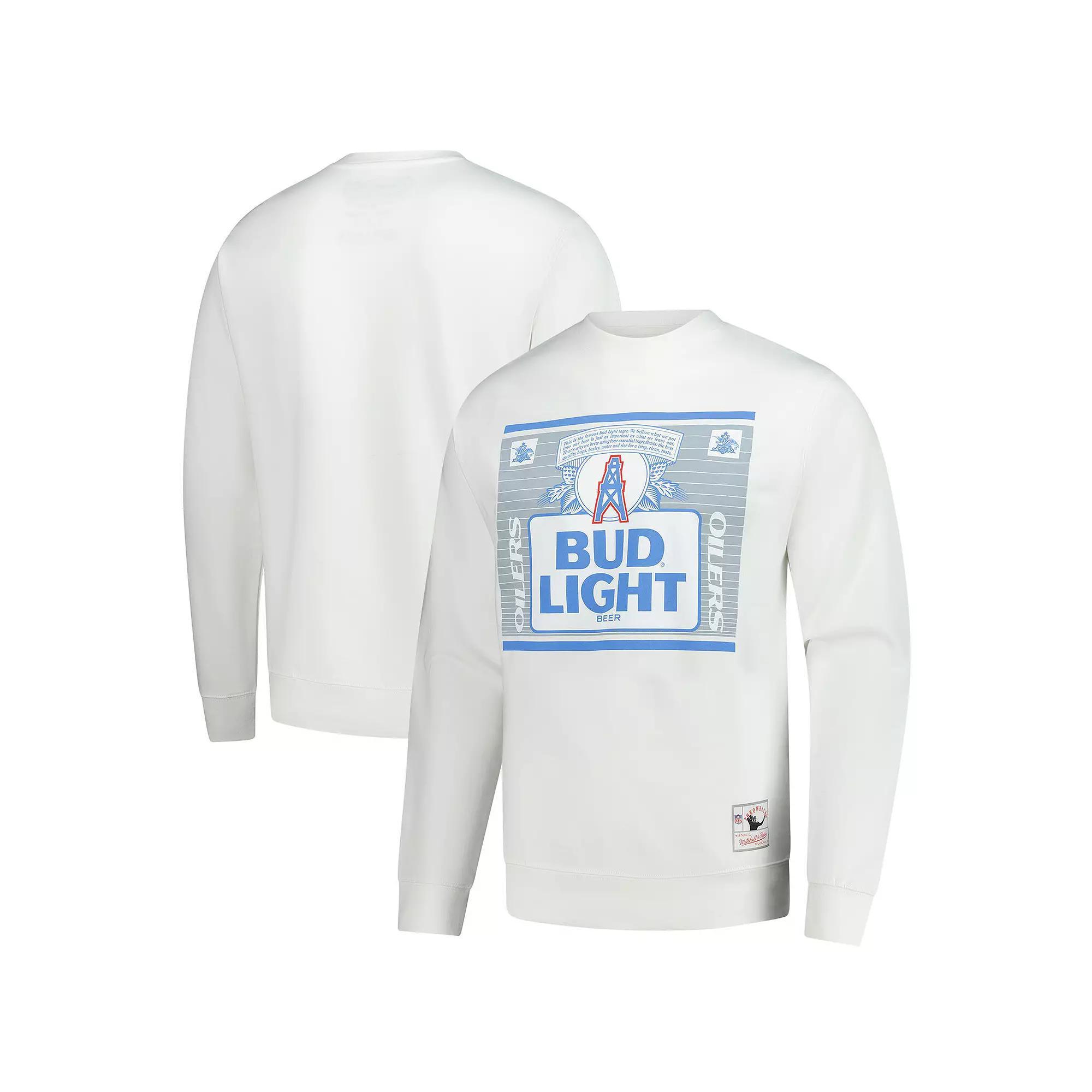Men's Mitchell & Ness White Houston Oilers NFL x Bud Light The Crest Pullover Sweatshirt, Size: 3XL, Nfl White Product Image