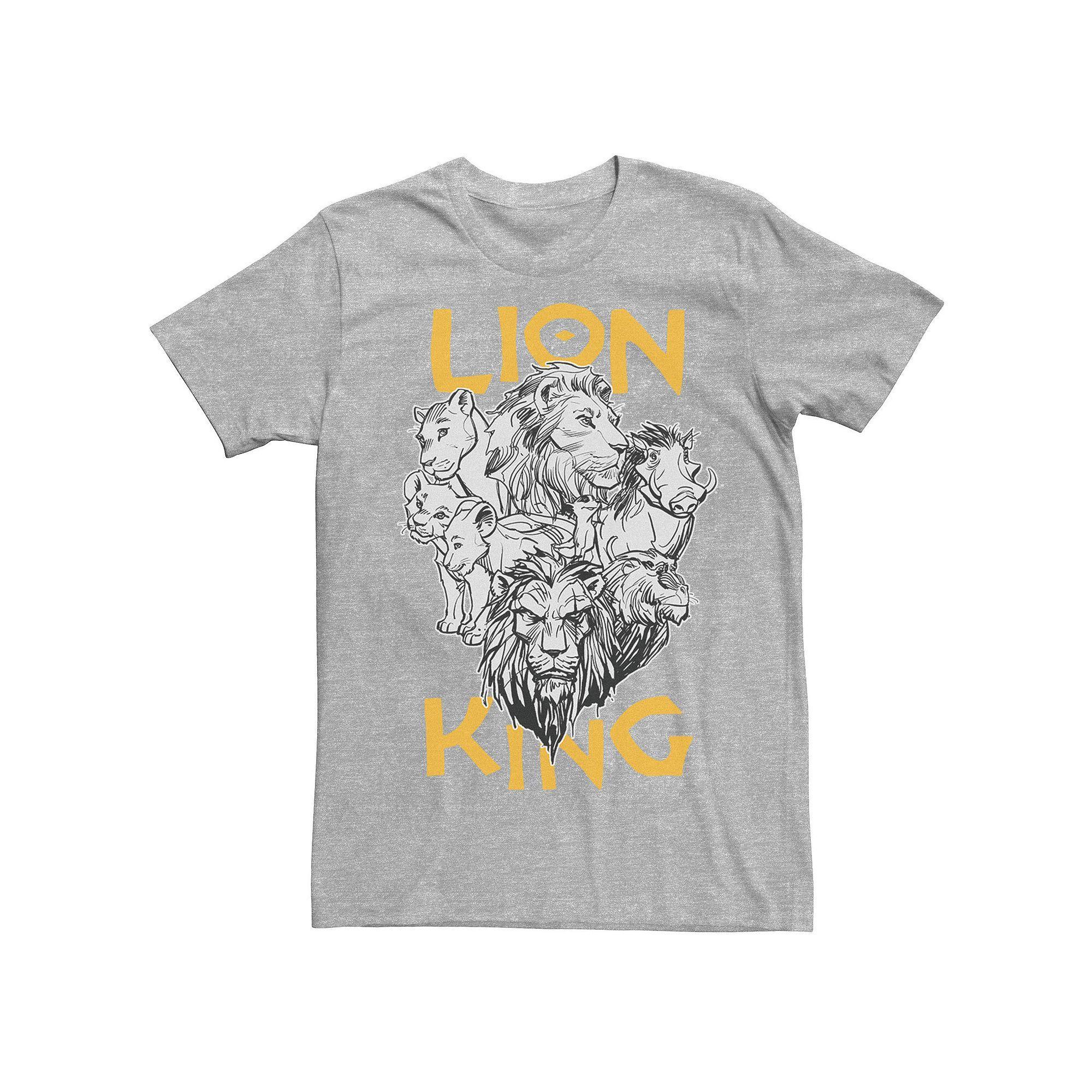 Disneys The Lion King Live Action Mens Stacked Group Shot Portrait Tee Athletic Grey Product Image