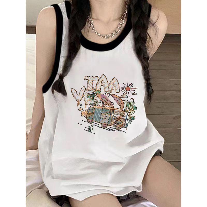 Scoop Neck Cartoon Print Tank Top Product Image