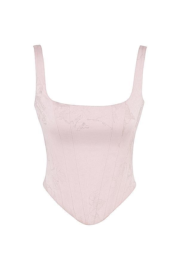 Rafa  pink floral satin longline corset - sale Product Image