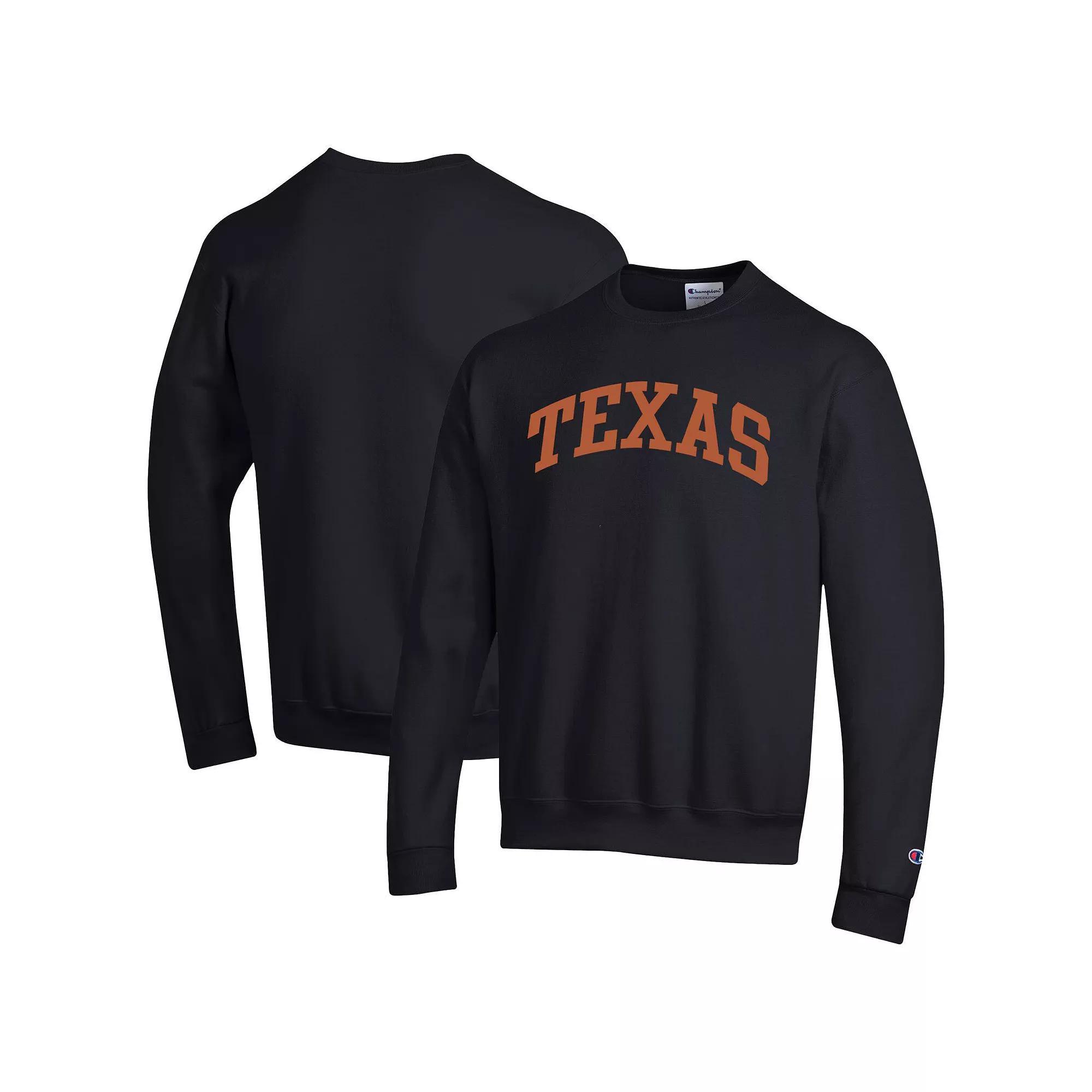 Men's Champion  Black Texas Longhorns Basic Arch Fleece Pullover Sweatshirt, Size: Small Product Image