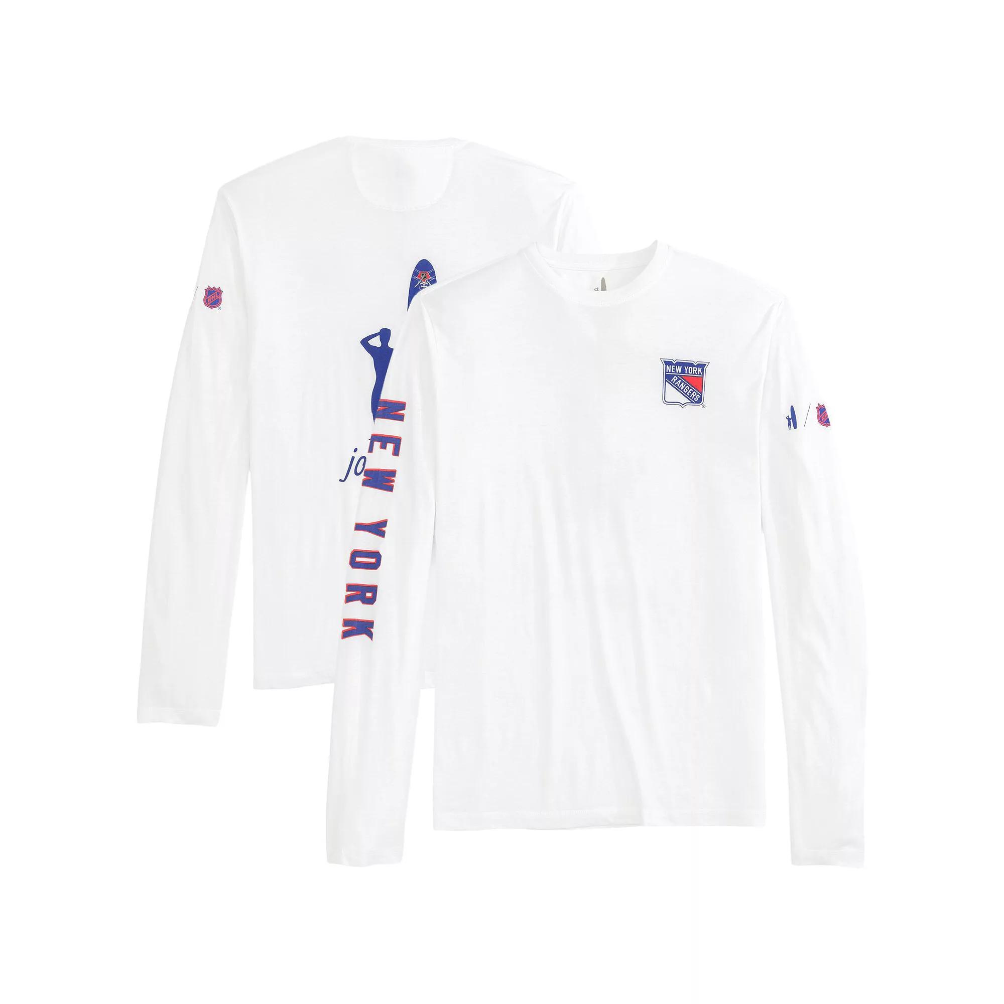 Men's johnnie-O White New York Rangers Adam Long Sleeve T-Shirt, Size: Large, Ran White Product Image