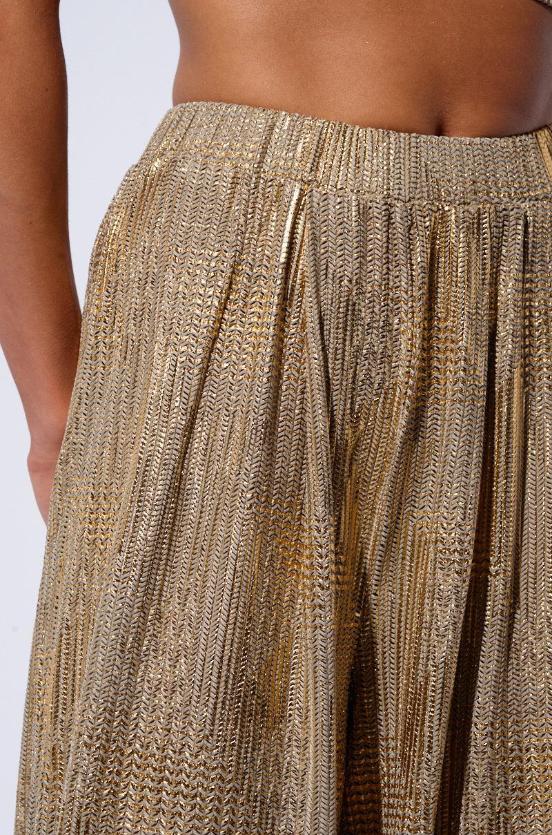 JUST LIKE MAGIC METALLIC KNIT WIDE LEG PANT IN GREEN MULTI Product Image