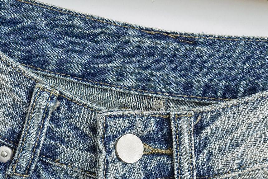 High Waist Washed Wide Leg Jeans Product Image