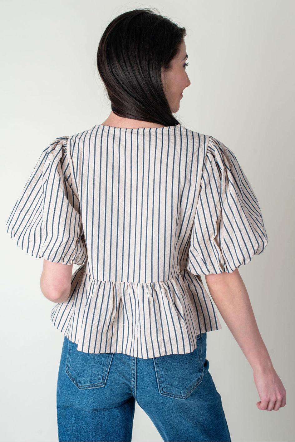 Wonderland Striped Puff Sleeve Top Product Image