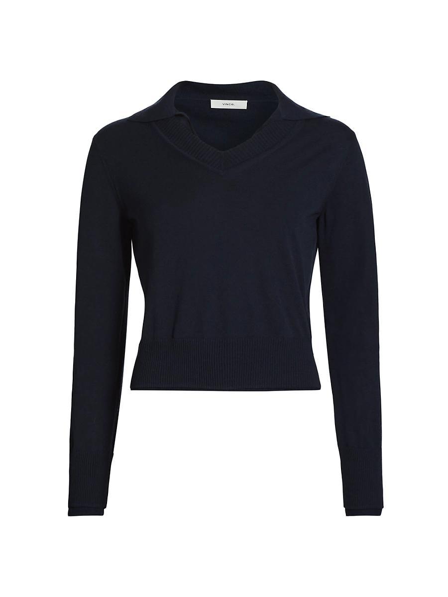 Womens Italian Cotton-Blend Double-Layer Sweater, Navy, Size XXS Vince Product Image
