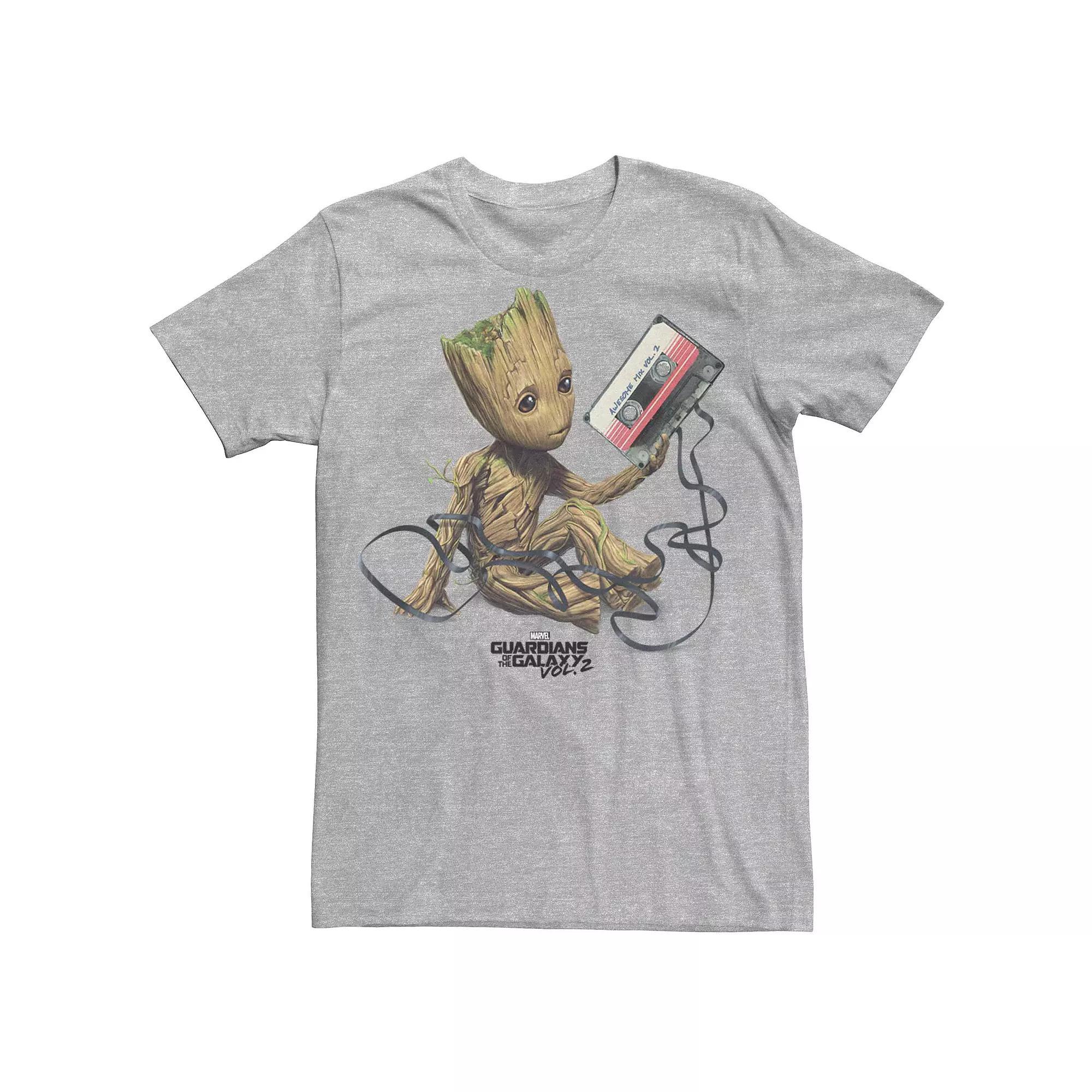 Mens Marvel Guardians of The Galaxy Groot Tape Tee Athletic Grey Product Image
