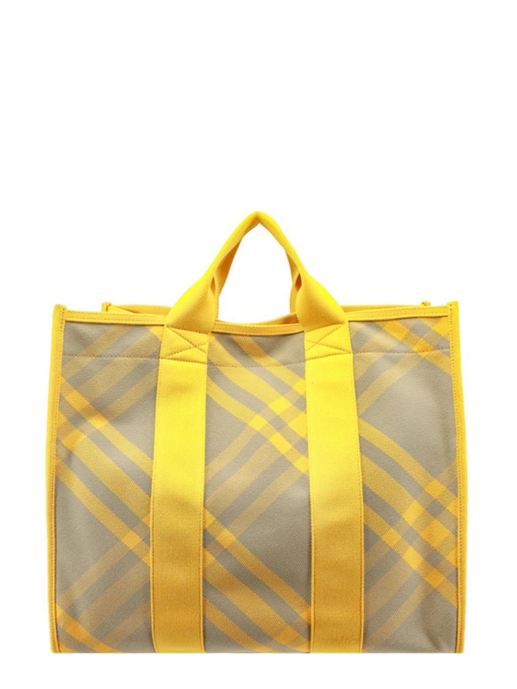 BURBERRY Plaid-check Cotton Tote Bag In Hunter Product Image