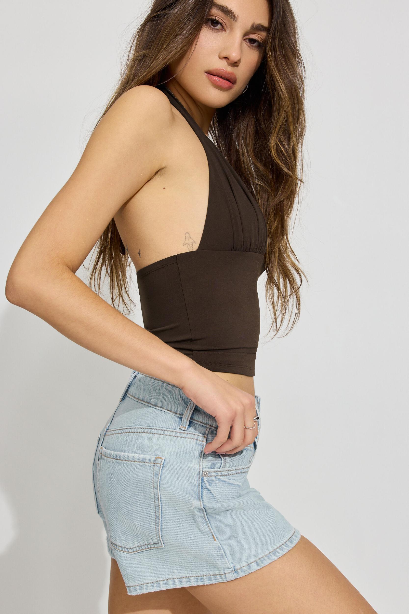 Linen Tie Back Halter Top Product Image