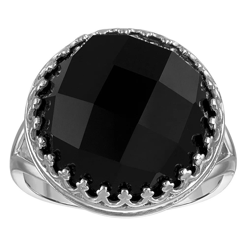 Designs by Gioelli Sterling Silver Black Onyx Crown Ring, Women's, Size: 7 Product Image