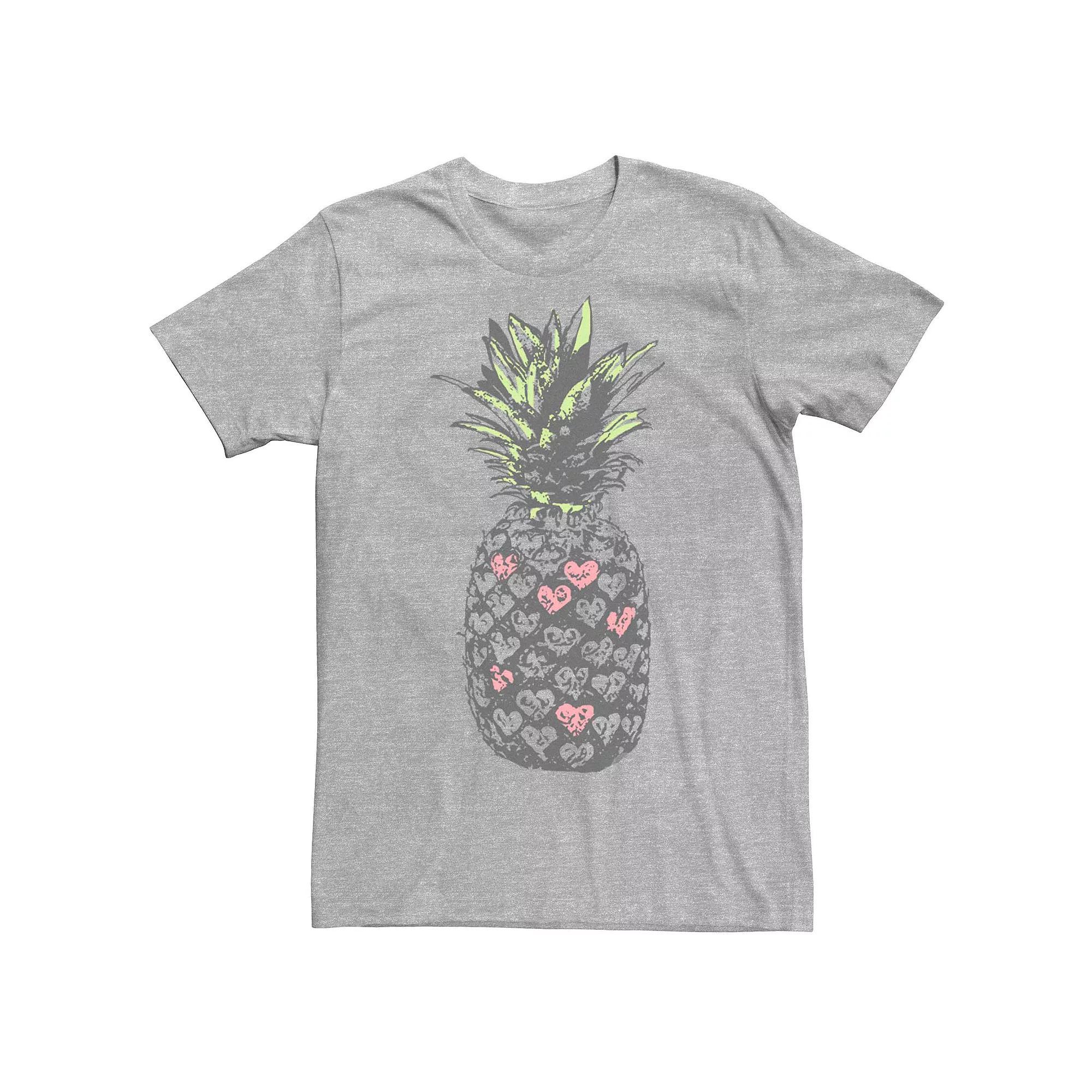 Mens Pineapple Heart Fill Sketch Graphic Tee Athletic Grey Product Image
