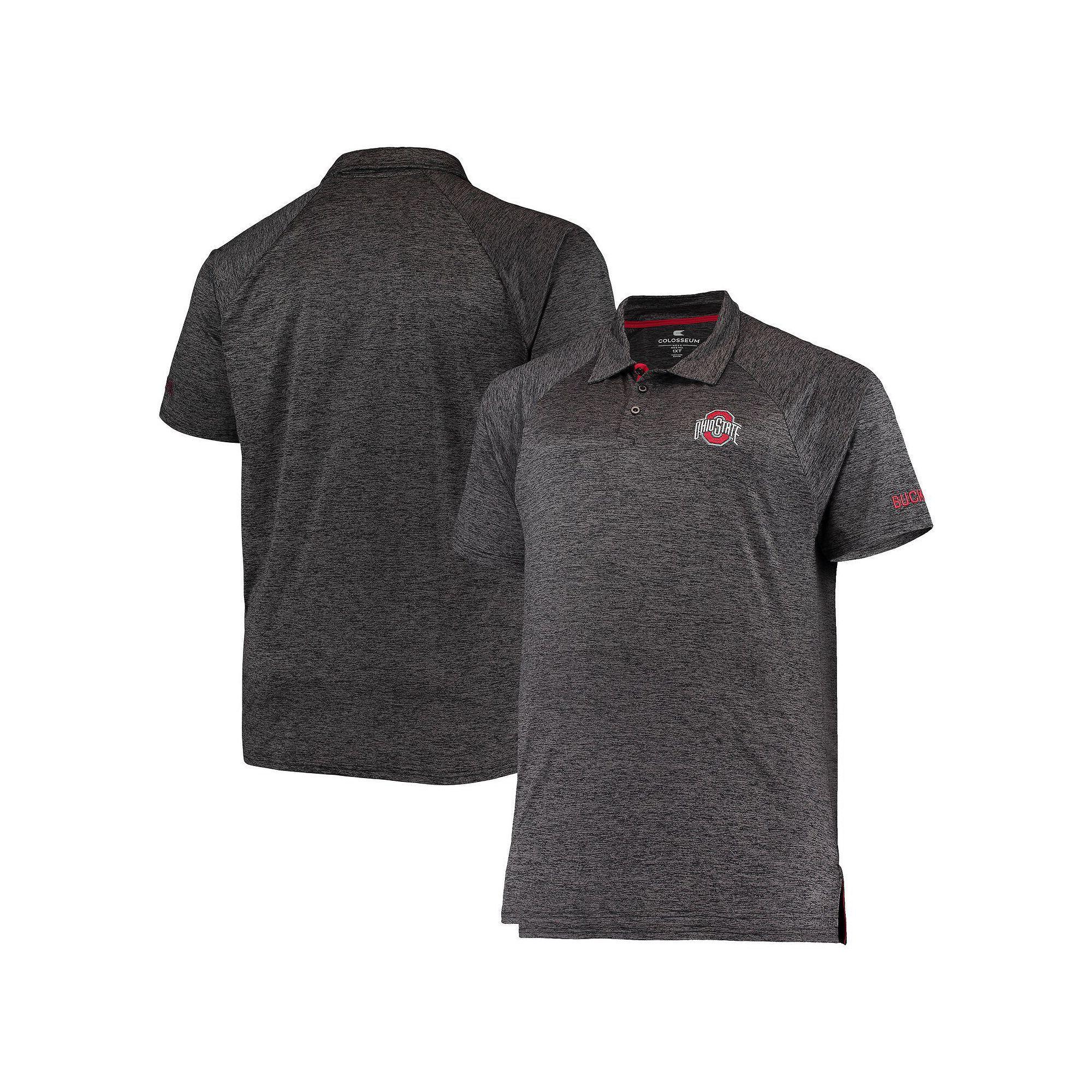 Men's Colosseum Heathered Black Ohio State Buckeyes Big & Tall Down Swing Polo, Size: 6XB, Charco Product Image