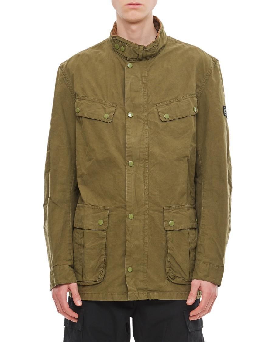 BARBOUR Regular Fit Green Jacket With Ribbed Velvet Collar In Multicolor Product Image
