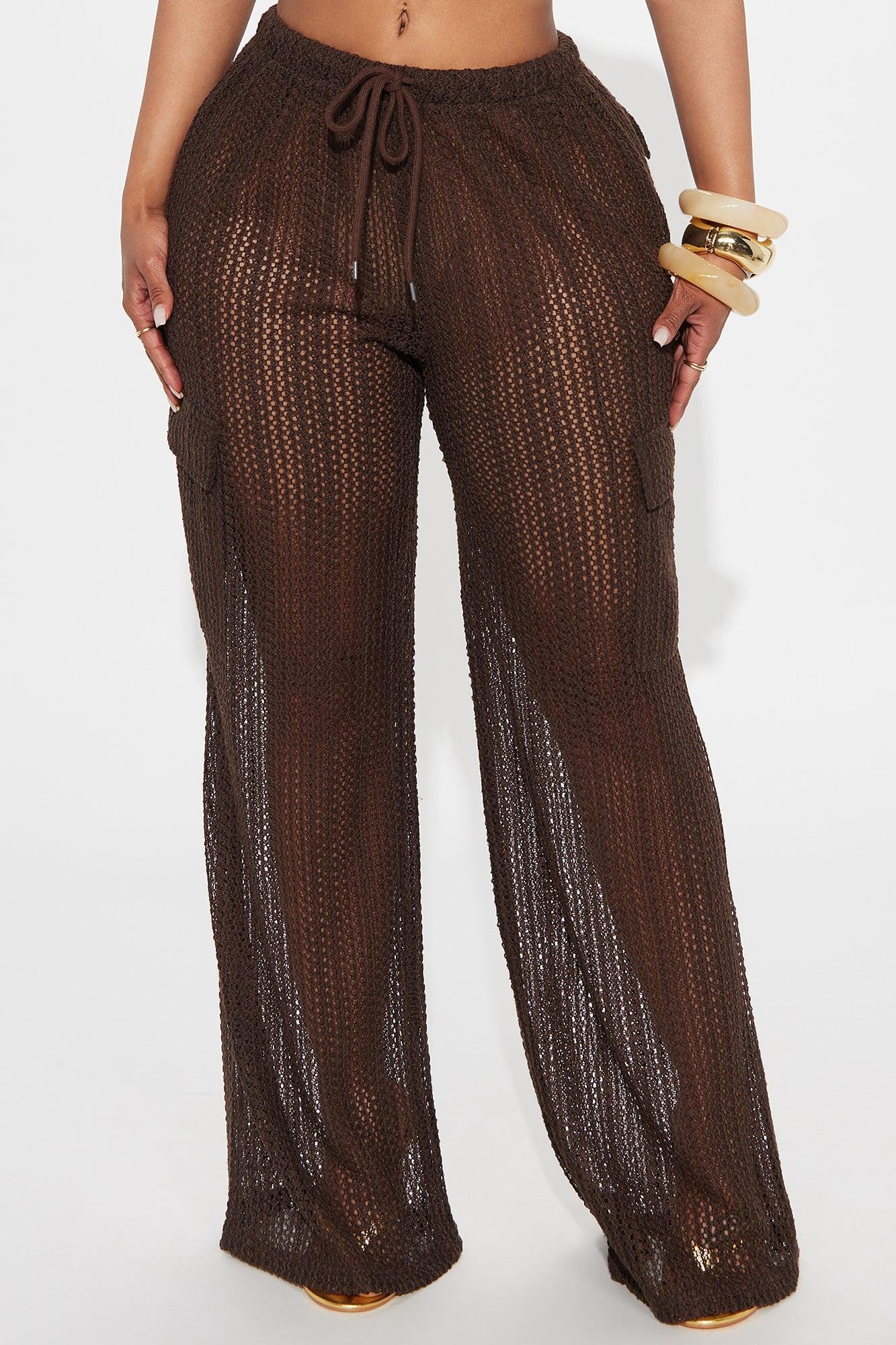 Fun Times Crochet Wide Leg Pant - Chocolate Product Image