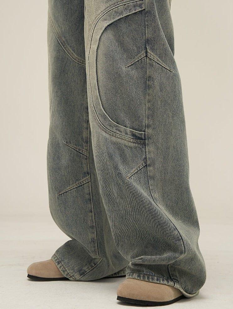 RT No. 10806 DECONSTRUCTED BLUE DENIM STRAIGHT JEANS Product Image