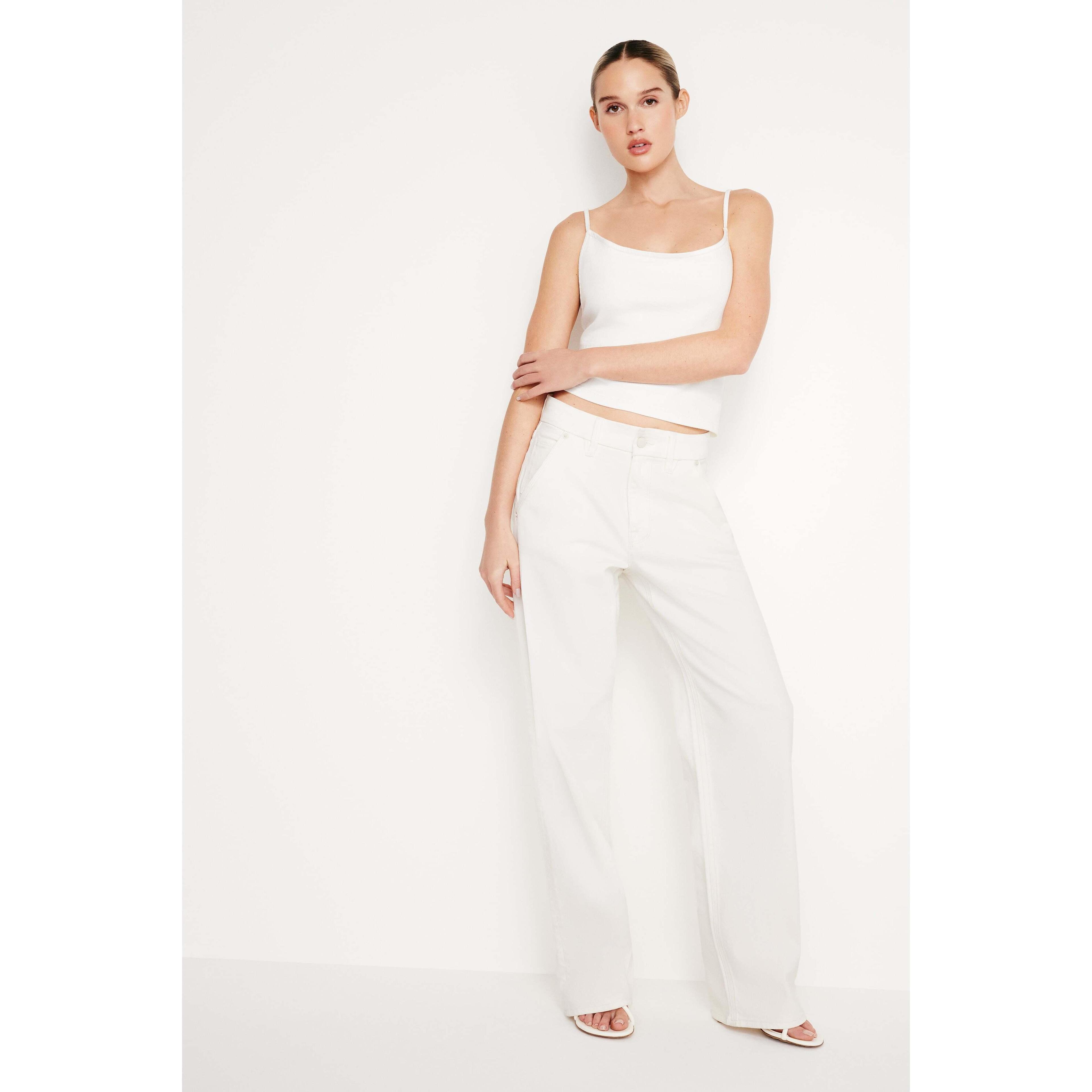 Womens Good 90s Carpenter Jeans | Cloud White, Size 30 Plus | Good American by Khlo Kardashian Product Image
