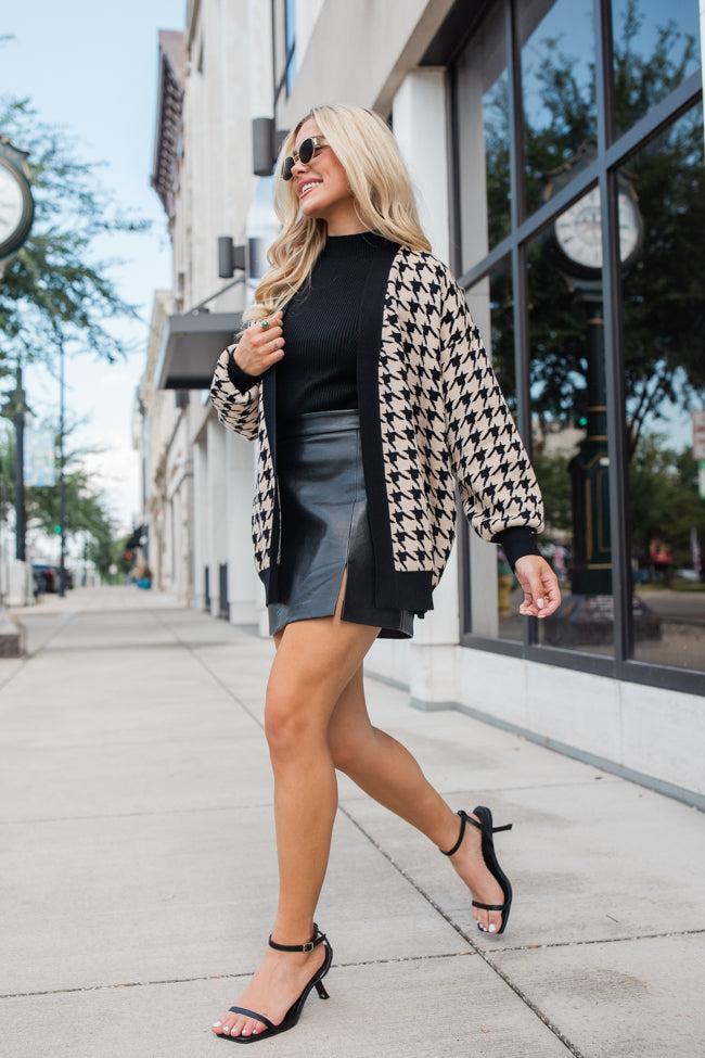 Trying Your Best Tan Houndstooth Cardigan SALE Product Image