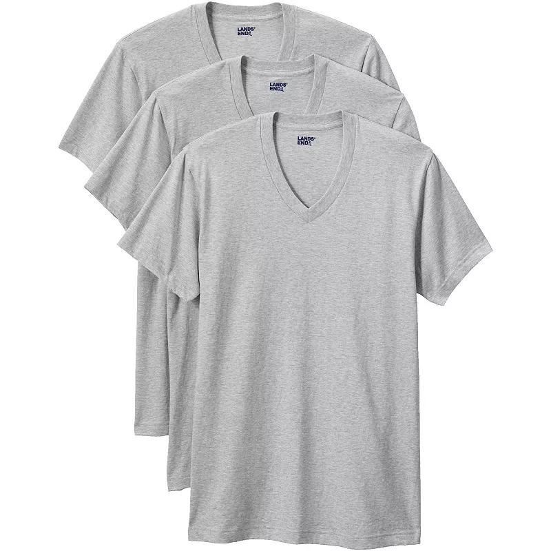 Men's Lands' End 3-Pack V-Neck Undershirts, Size: Large, Gray Grey Product Image
