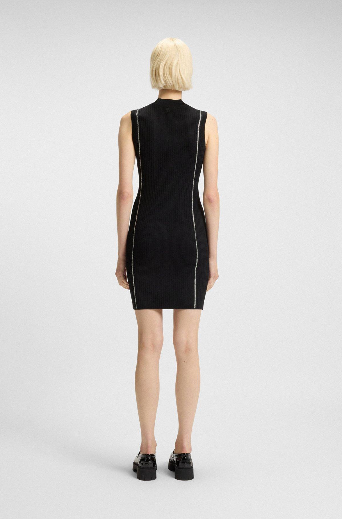 Knitted bodycon dress with rhinestone stripes Product Image