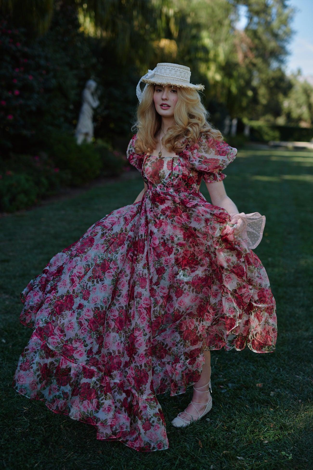 Roses Are Red Sheer Delight Ruffle Gown Product Image
