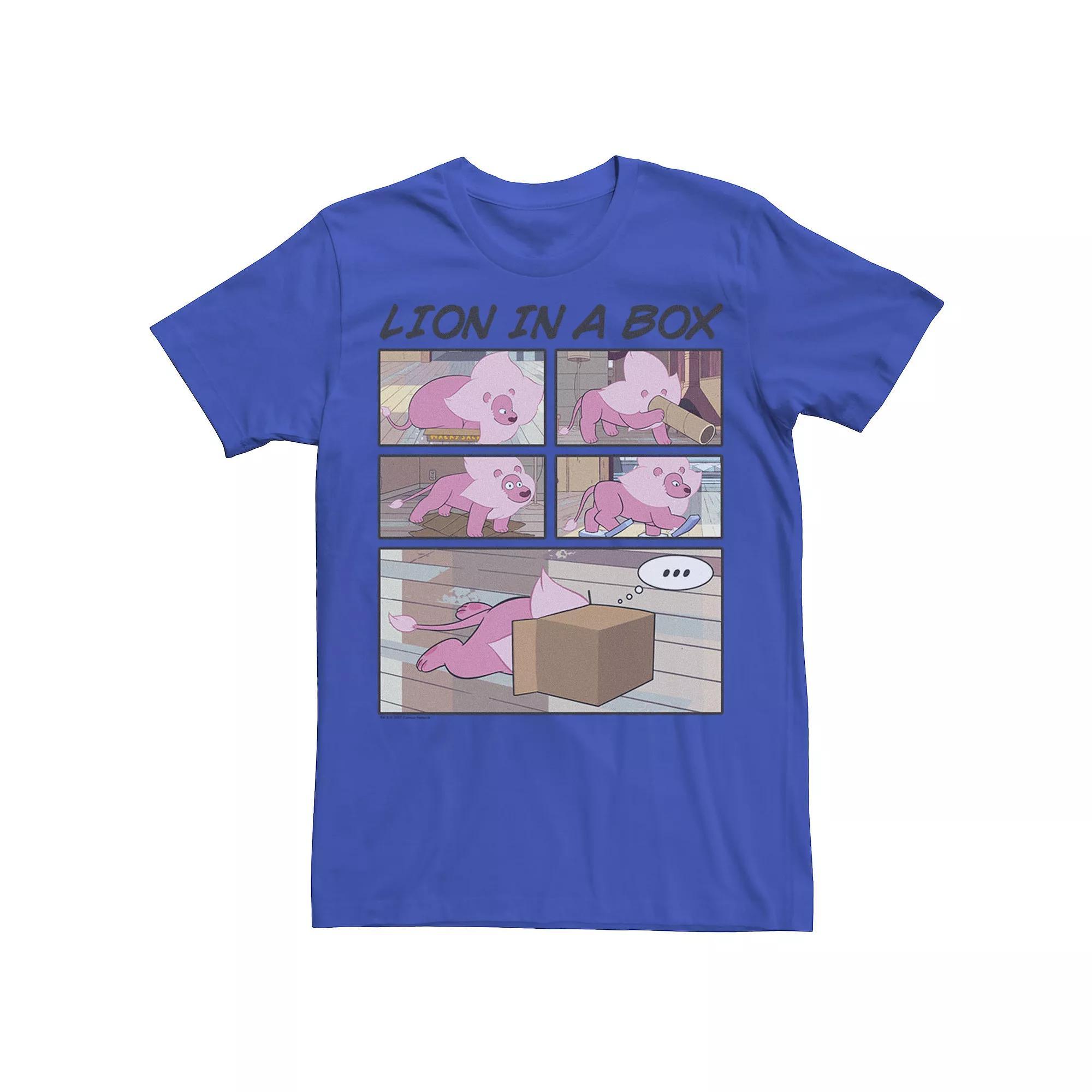 Men's Cartoon Network Steven Universe Lion In A Box Comic Strip Tee, Size: Medium, Royal Grey Product Image