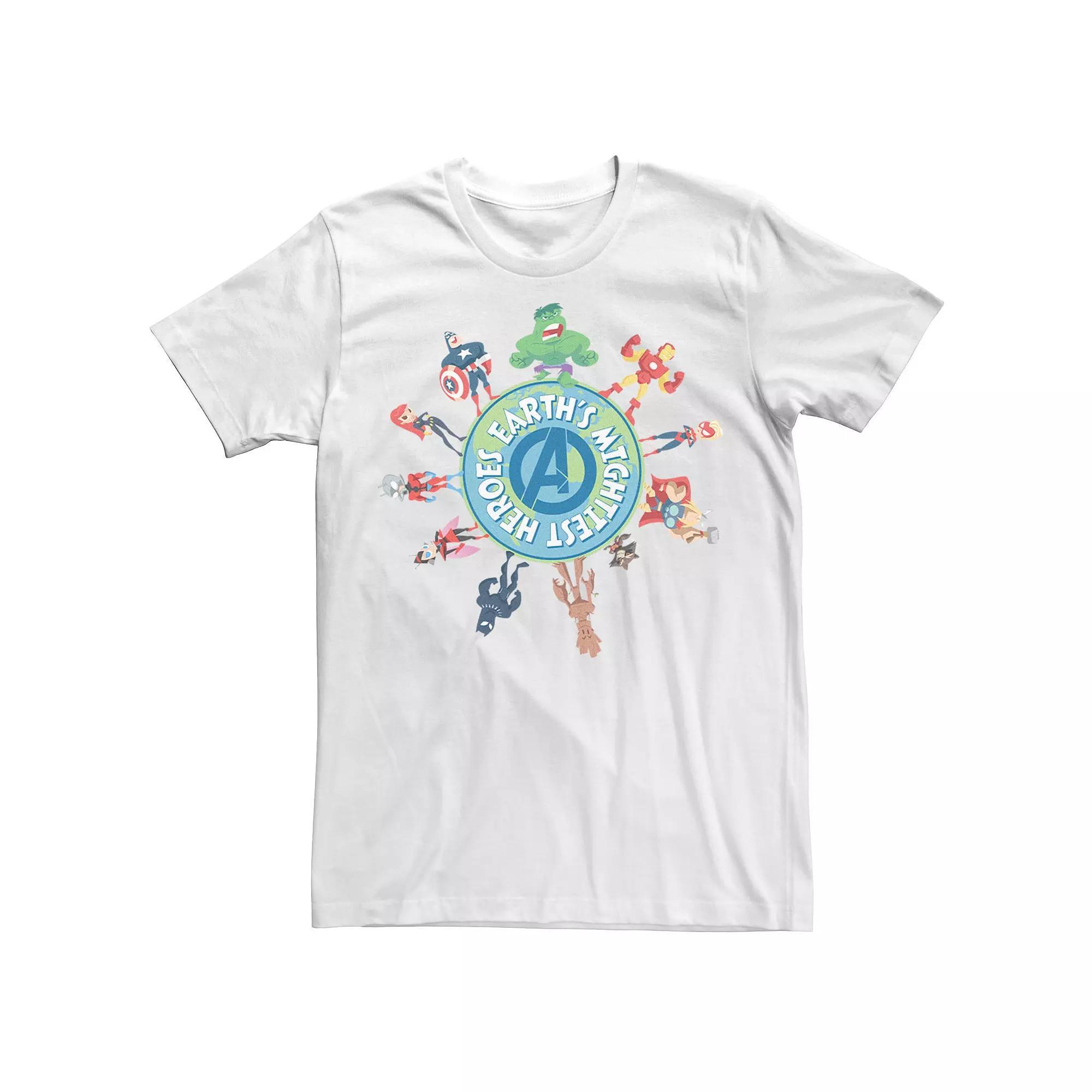 Men's Marvel Earth Day Avengers Earth's Mightiest Heroes Tee, Size: Medium, White Product Image