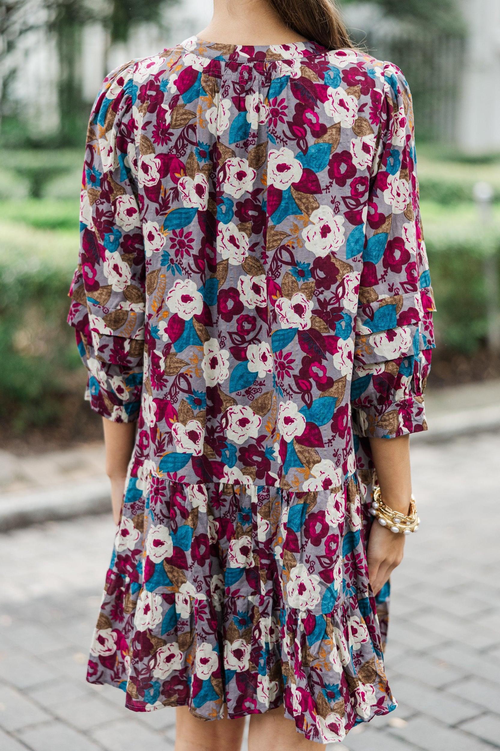 All Better Burgundy Red Floral Dress Female Product Image
