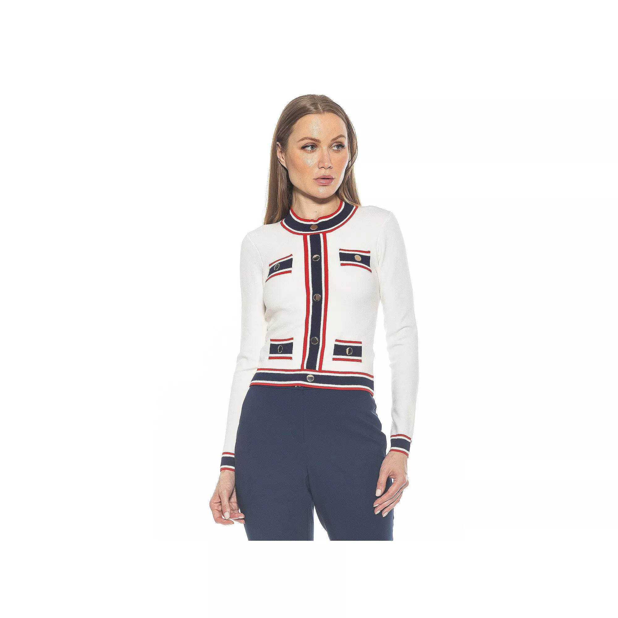 Women's ALEXIA ADMOR Kiley Long Sleeve Button Down Jacket Top, Size: Large, Ivory Team Product Image