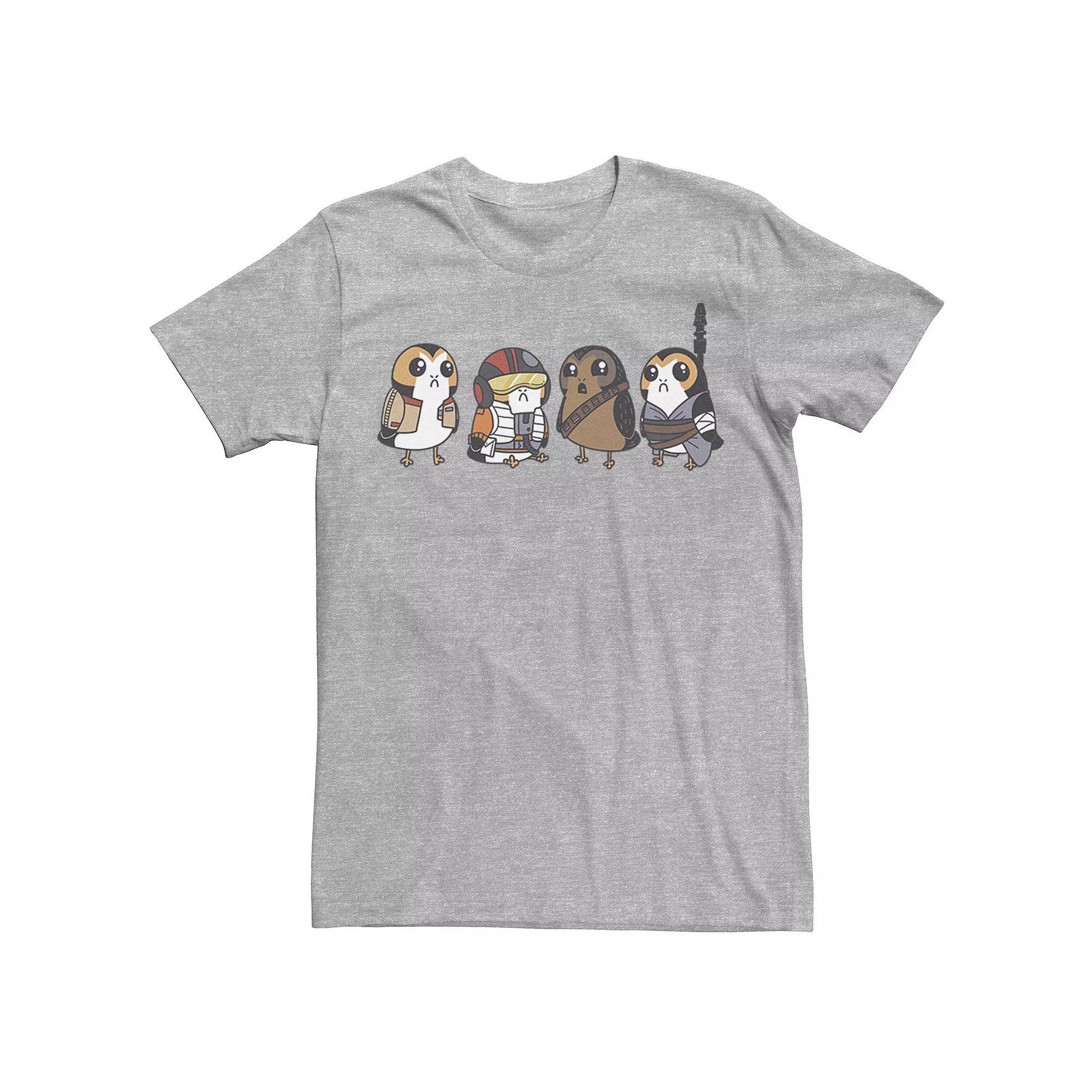 Men's Star Wars Cute Porgs Dressed As Characters Portrait Tee, Size: XL, Athletic Grey Product Image