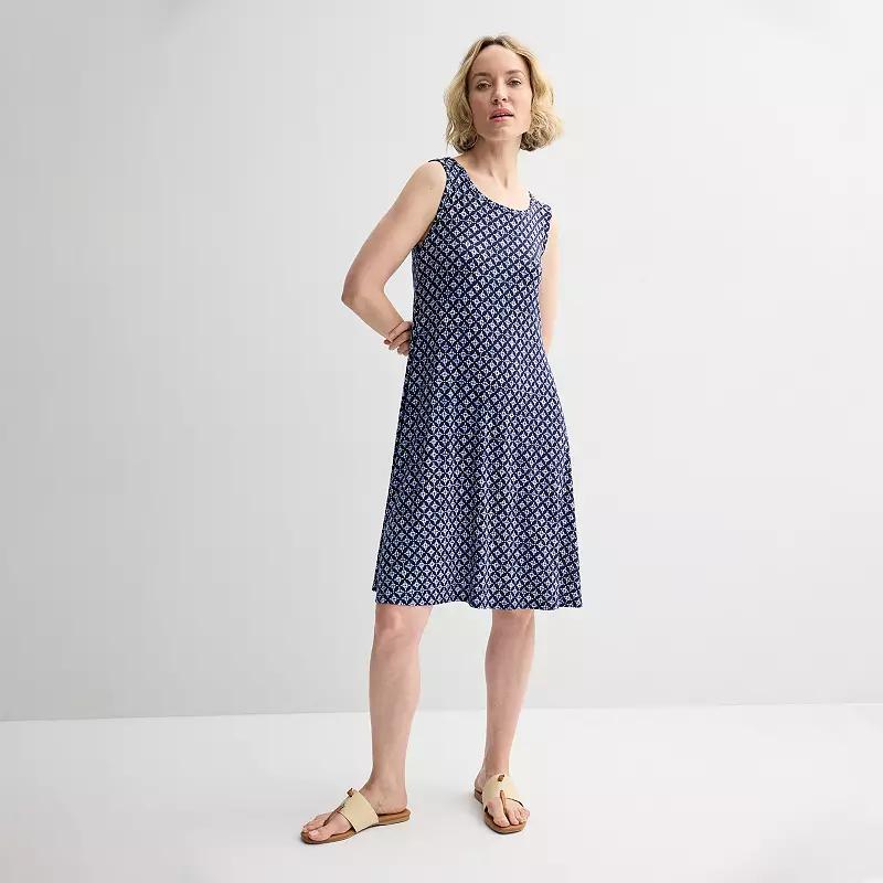 Women's Croft & Barrow® Sleeveless Tank Swing Dress, Size: XXL, Black Fun Palm Product Image