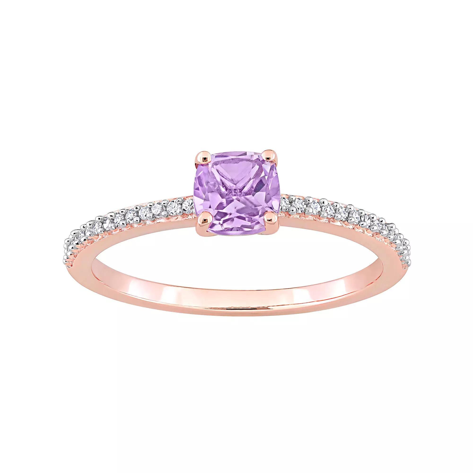 Stella Grace 10k Rose Gold Rose de France Amethyst & Diamond Accent Promise Ring, Women's, Size: 9 Product Image