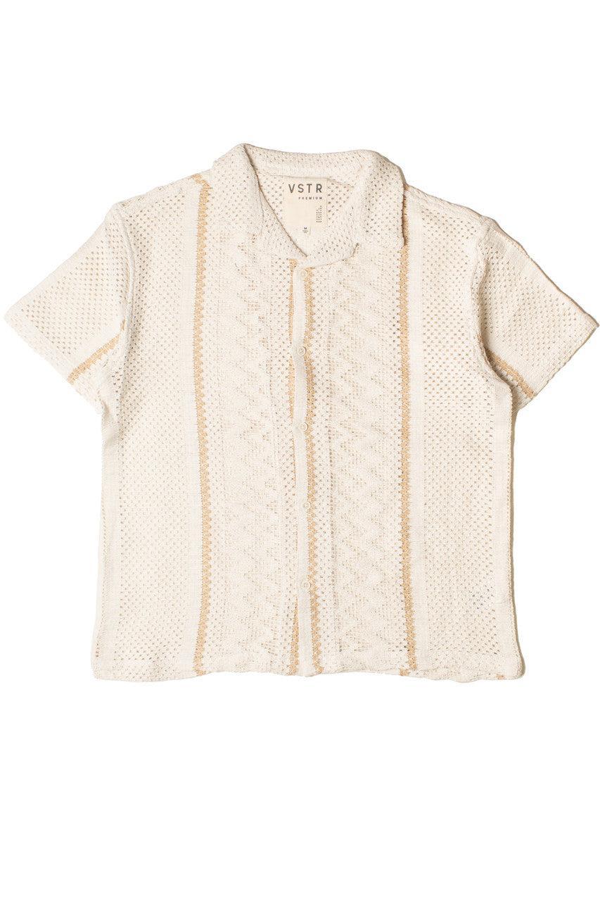 Stripe Cabana Crochet Button Up Shirt Product Image