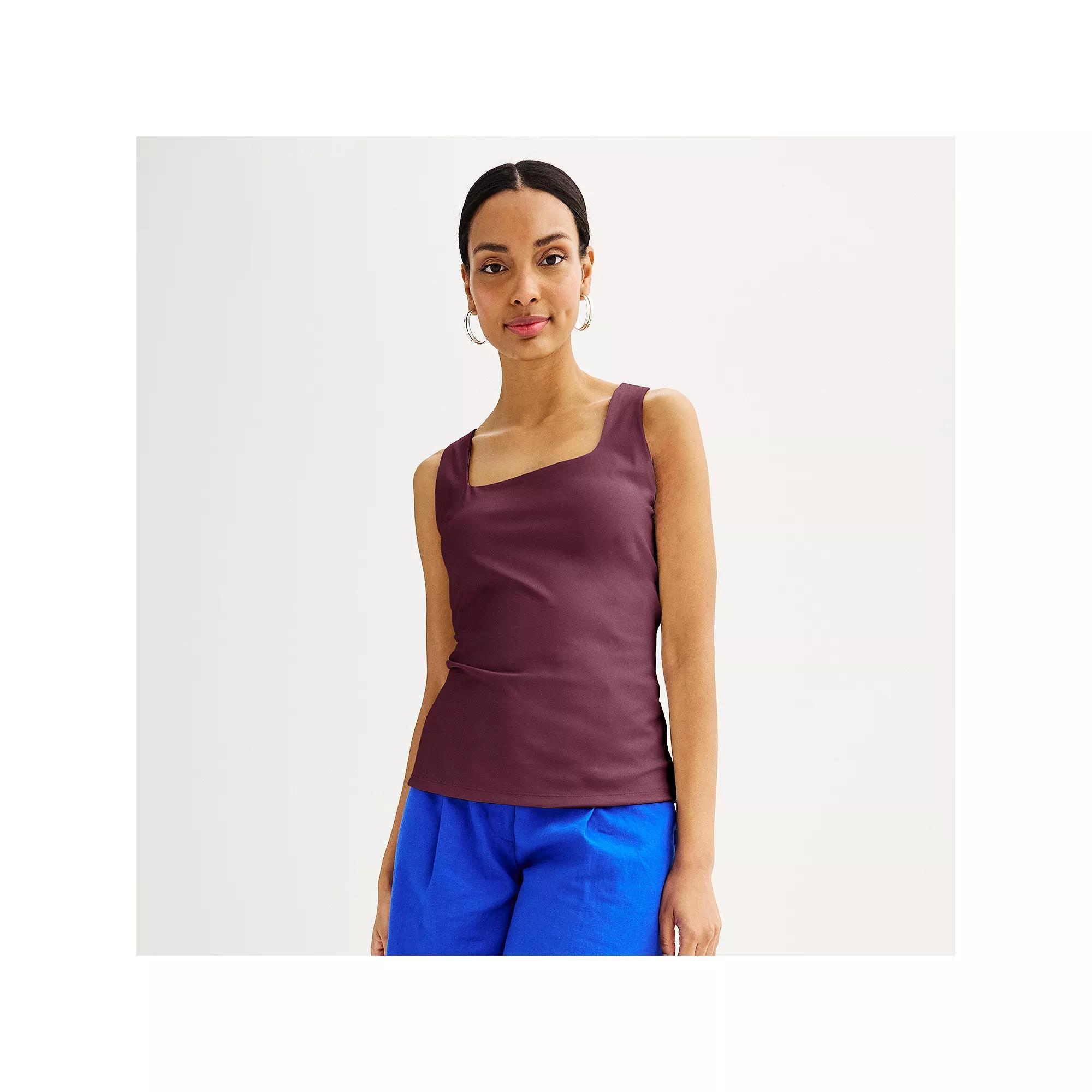 Women's Nine West Sculpt Squareneck Tank Top, Size: Large, Maddie Purple Product Image