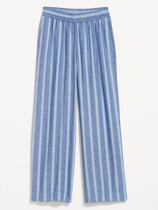 High-Waisted Linen-Blend Wide-Leg Pants Product Image